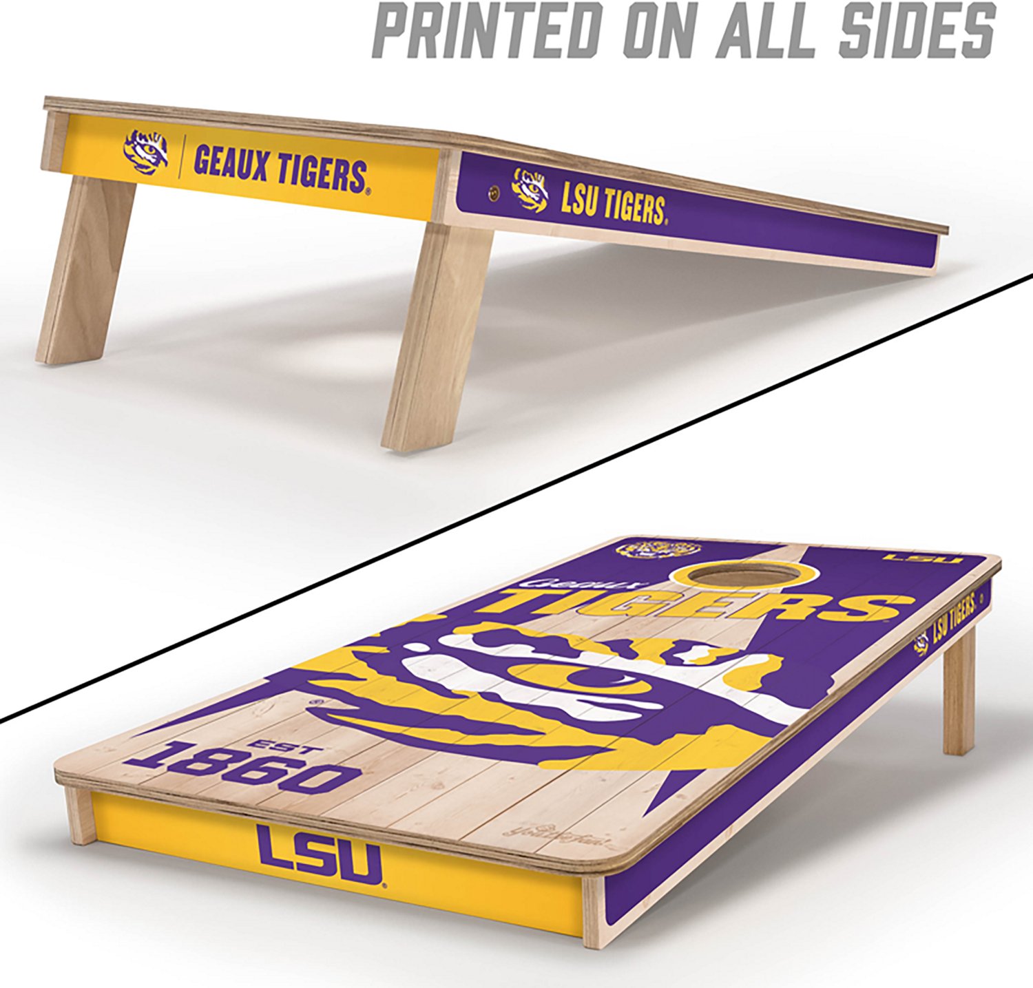 YouTheFan LSU Tigers 2 ft x 4 ft Solid Wood Cornhole Set - view number 4