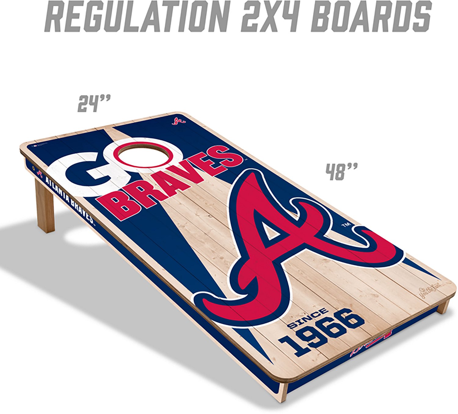YouTheFan Atlanta Braves 2 ft x 4 ft Solid Wood Cornhole Set - view number 2