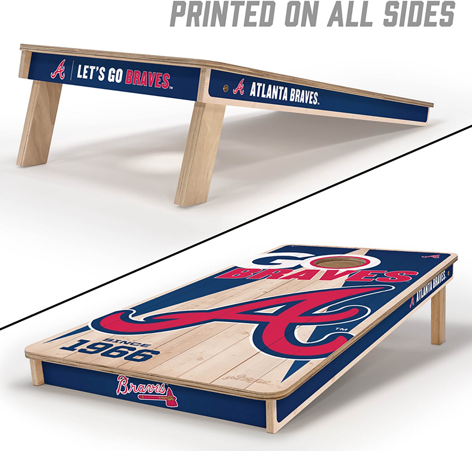 YouTheFan Atlanta Braves 2 ft x 4 ft Solid Wood Cornhole Set - view number 4