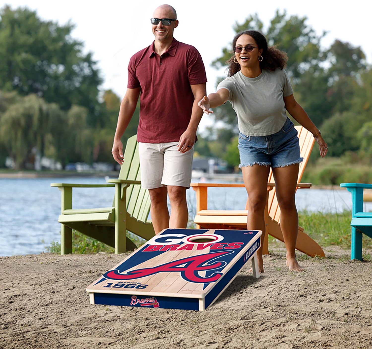 YouTheFan Atlanta Braves 2 ft x 4 ft Solid Wood Cornhole Set - view number 6