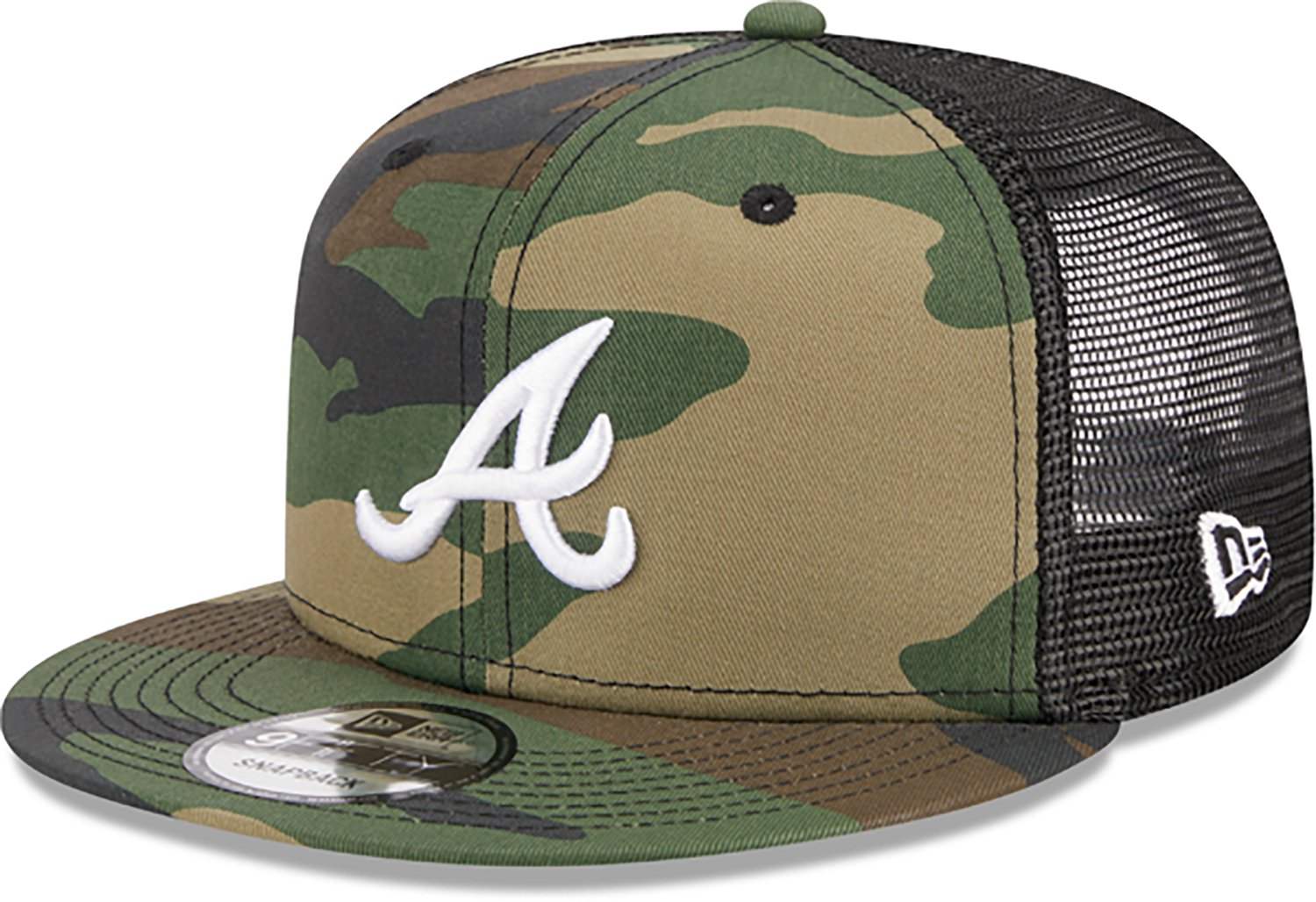 New Era Adults' Braves Evergreen Camo 9FIFTY Trucker Cap - view number 5