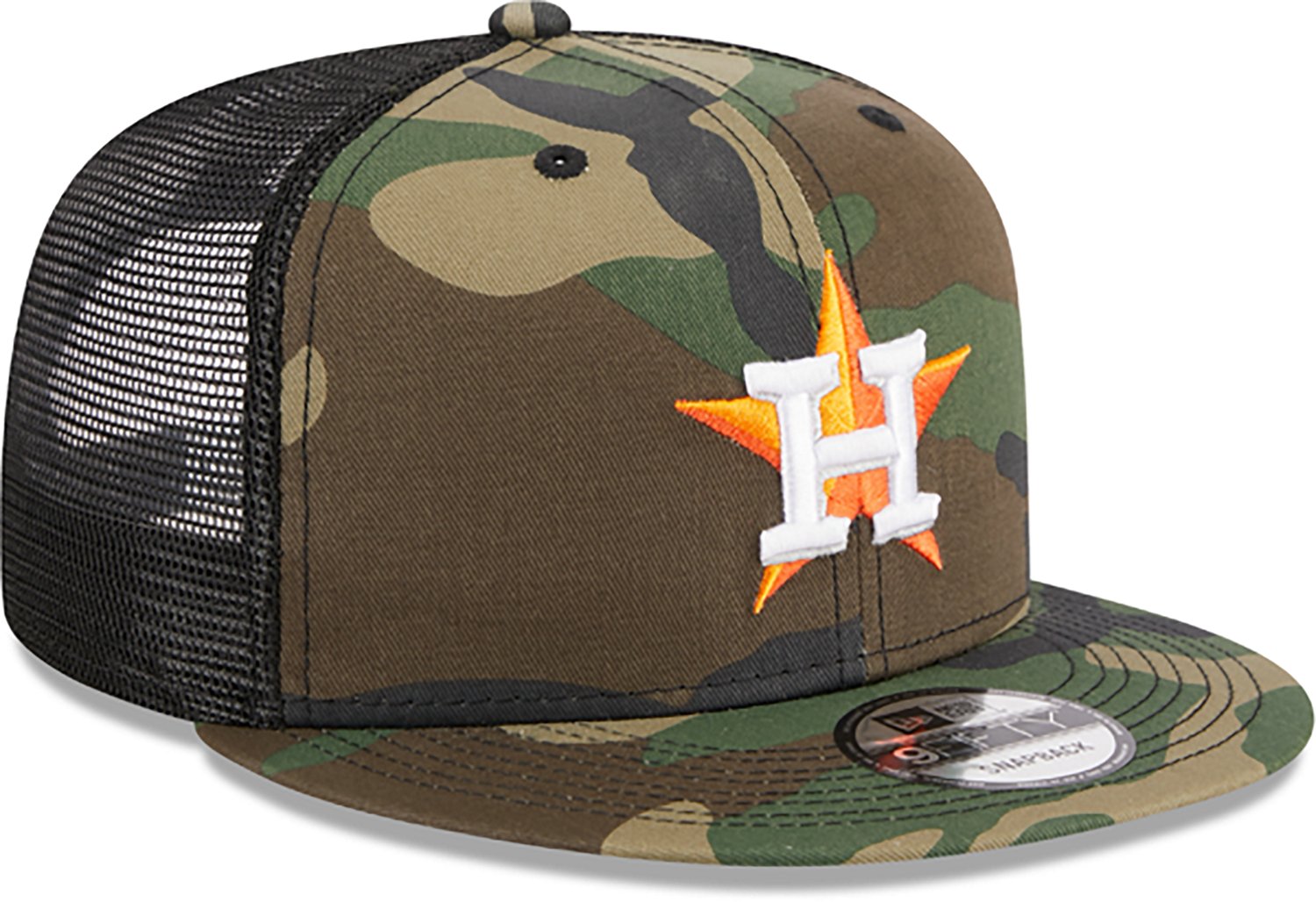 New Era Adults' Astros Evergreen Camo 9FIFTY Trucker Cap - view number 4