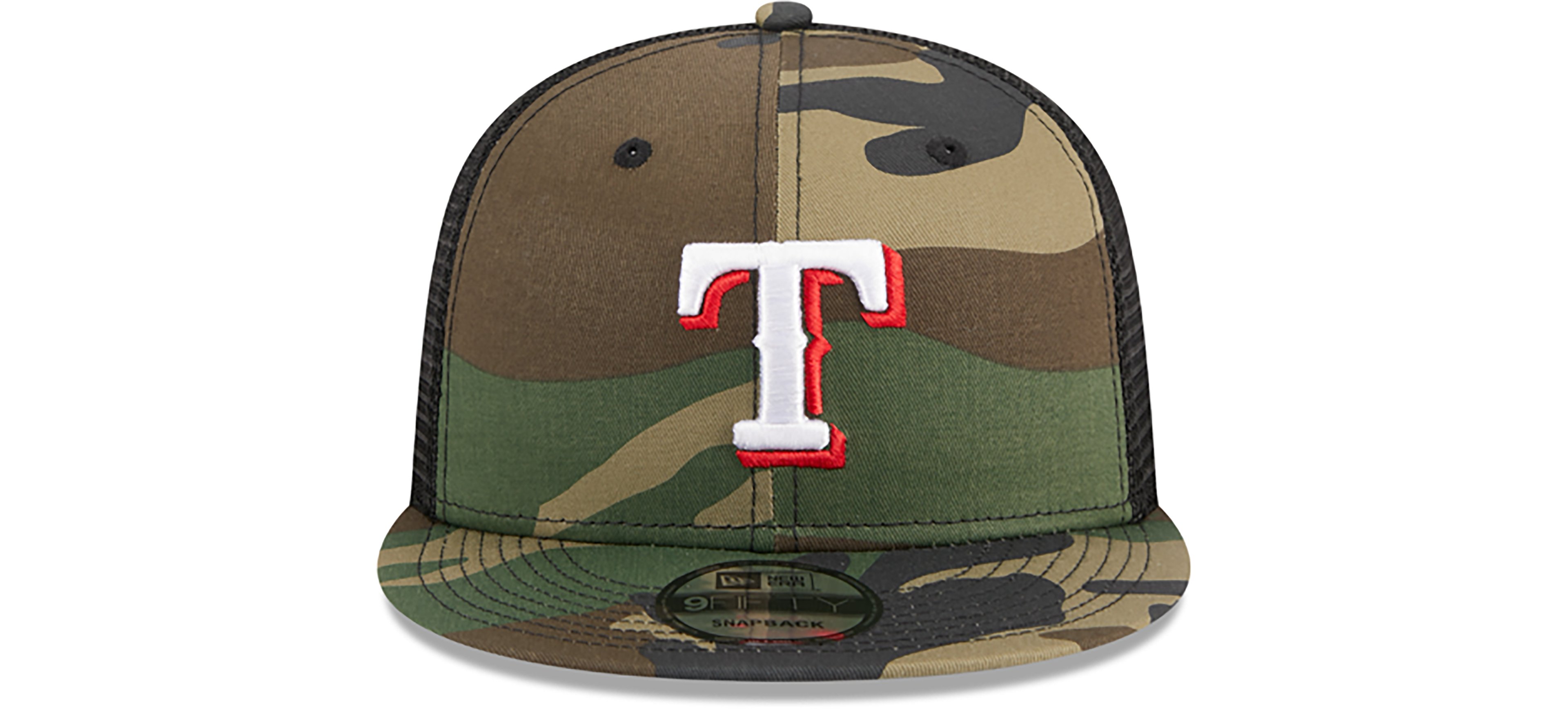 New Era Adults' Rangers Evergreen Camo 9FIFTY Trucker Cap