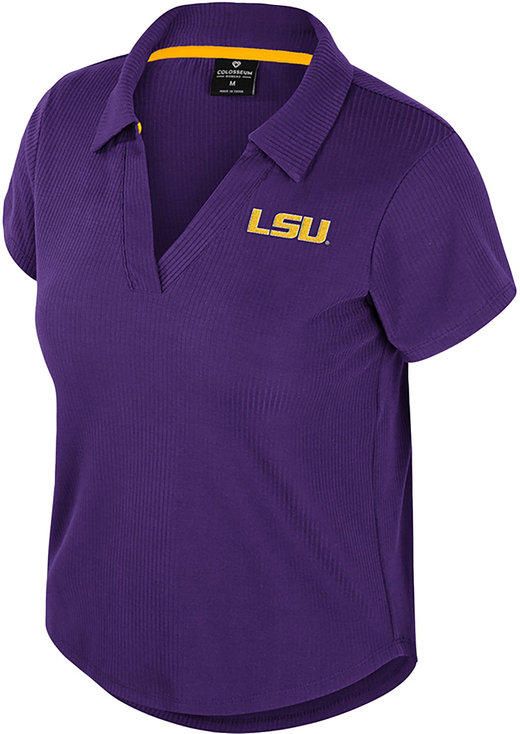 Colosseum Athletics Women's LSU Tigers Sublime Ribbed Short Sleeve Polo Shirt