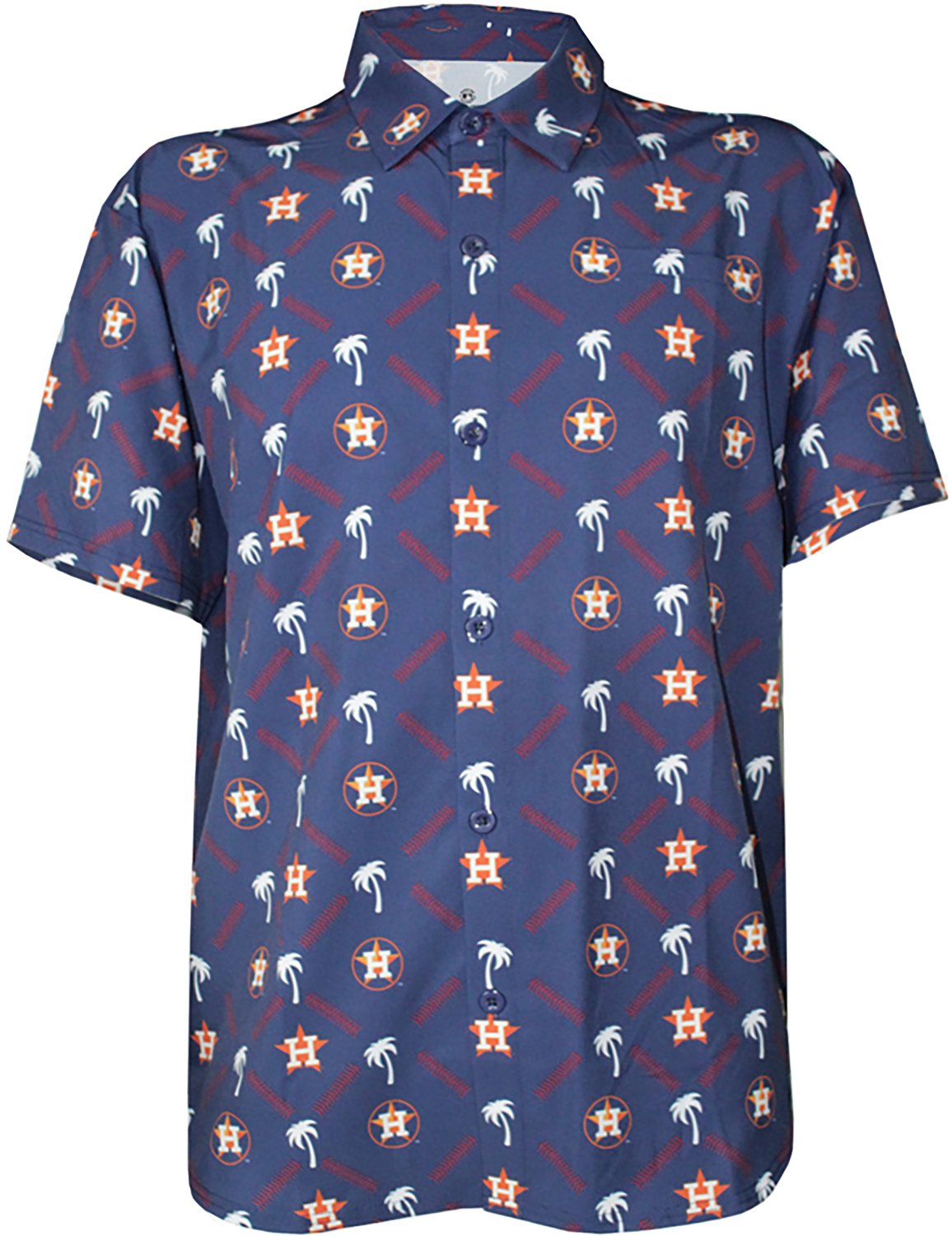 Stitches Men's Houston Astros Hit Dingers Button Down Short Sleeve Shirt                                                         - view number 1
