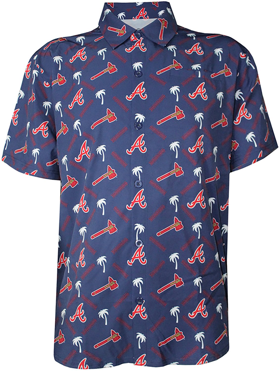 Stitches Men's Atlanta Braves Hit Dingers Button Down Short Sleeve Shirt - view number 1
