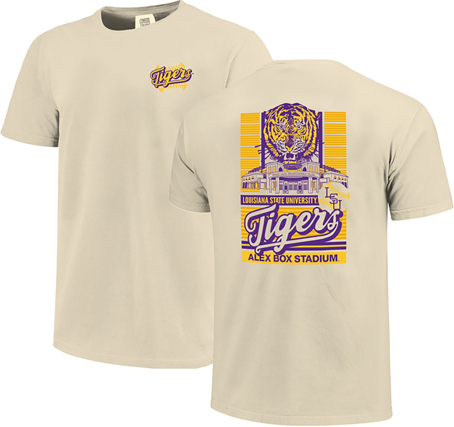 Image One Men's LSU Tigers Vintage Staggered Line Stadium DS Short Sleeve T-shirt - view number 3