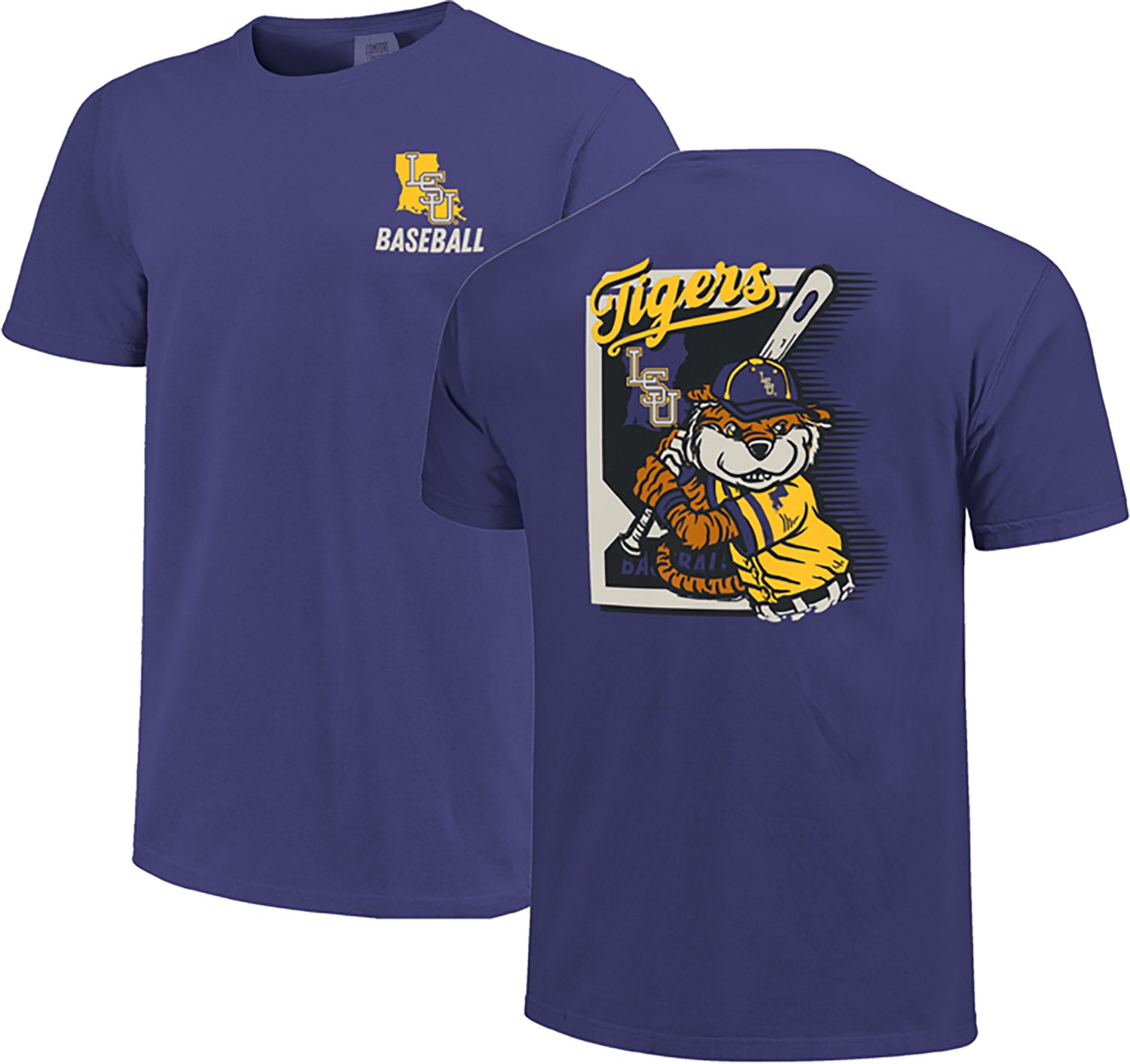 Image One Men's LSU Tigers Baseball Card Mascot Short Sleeve T-shirt - view number 3
