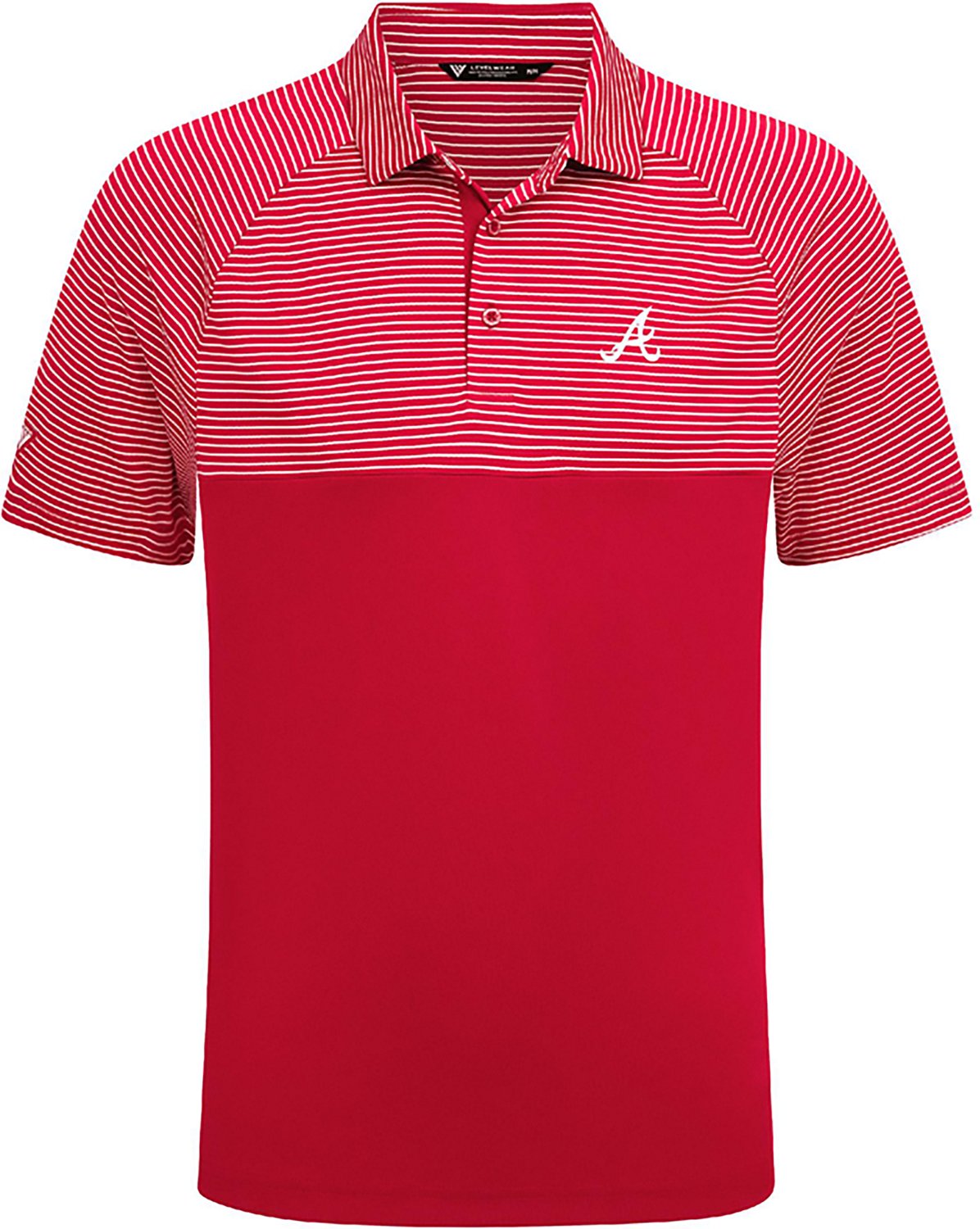 Levelwear Men's Atlanta Braves Classic Stripes 3D Patch Short Sleeve Polo Shirt - view number 2