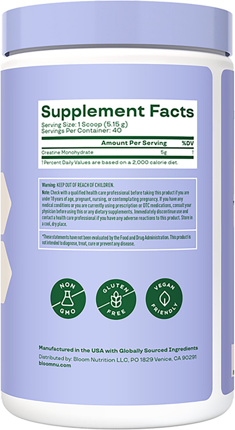 Bloom Nutrition Unflavored 7.3 oz Creatine Monohydrate - view number 2