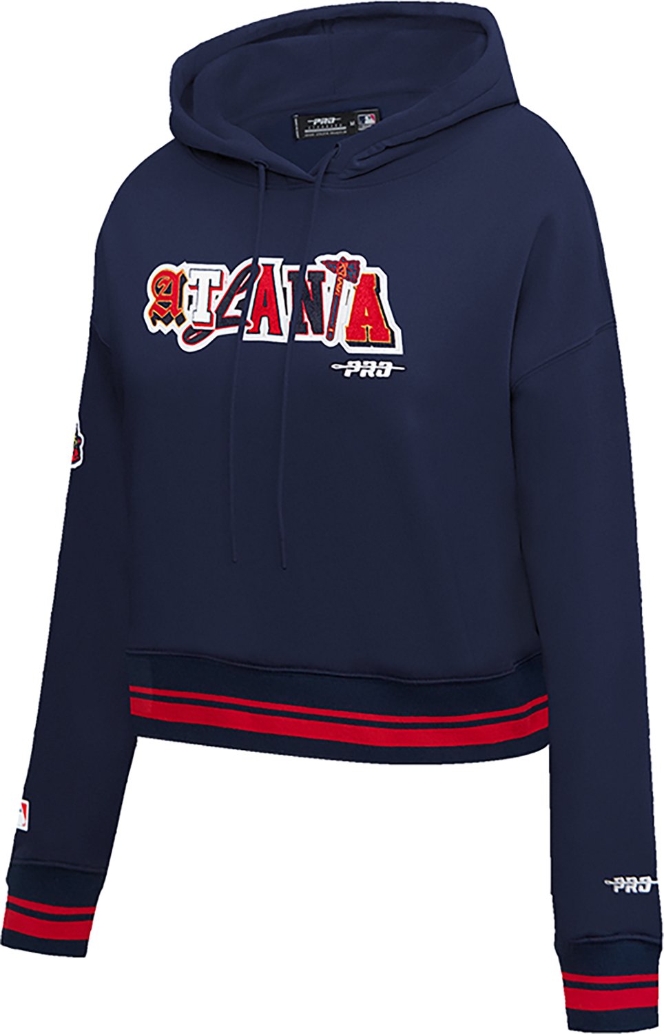 Pro Standard Women's Atlanta Braves City Ransom Rib Fleece Cropped Long Sleeve Hoodie - view number 2