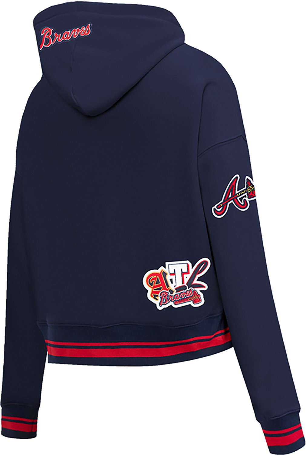 Pro Standard Women's Atlanta Braves City Ransom Rib Fleece Cropped Long Sleeve Hoodie - view number 4