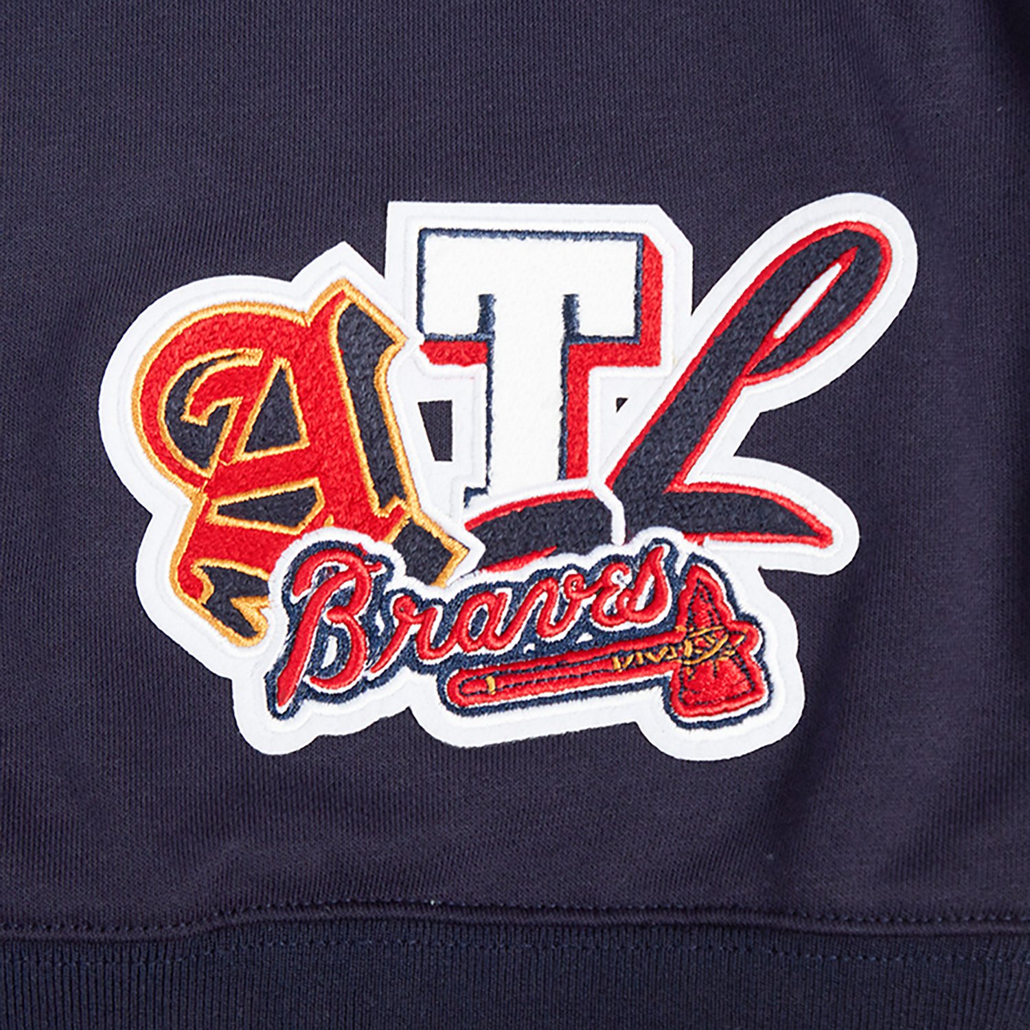 Pro Standard Women's Atlanta Braves City Ransom Rib Fleece Cropped Long Sleeve Hoodie - view number 6