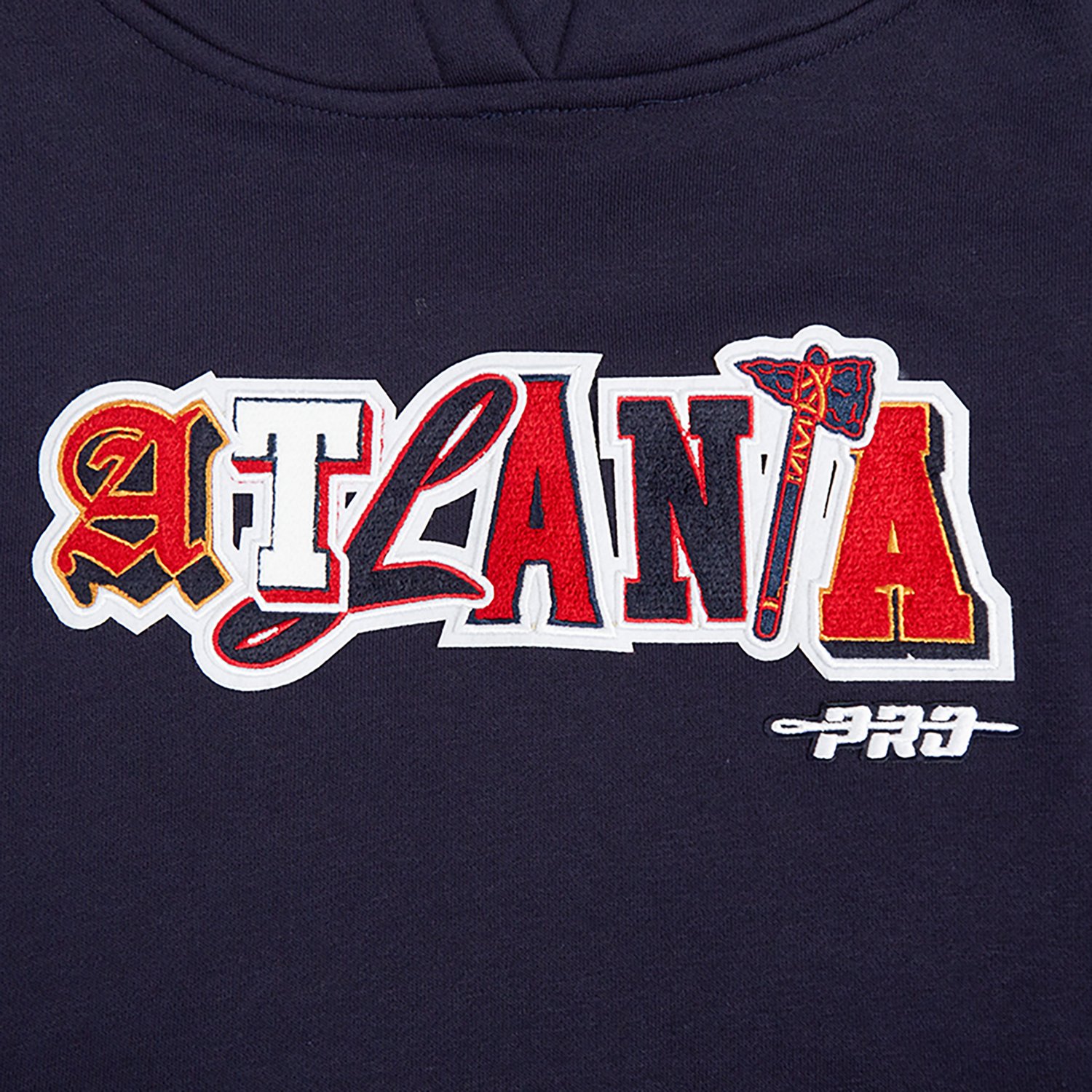 Pro Standard Women's Atlanta Braves City Ransom Rib Fleece Cropped Long Sleeve Hoodie - view number 8