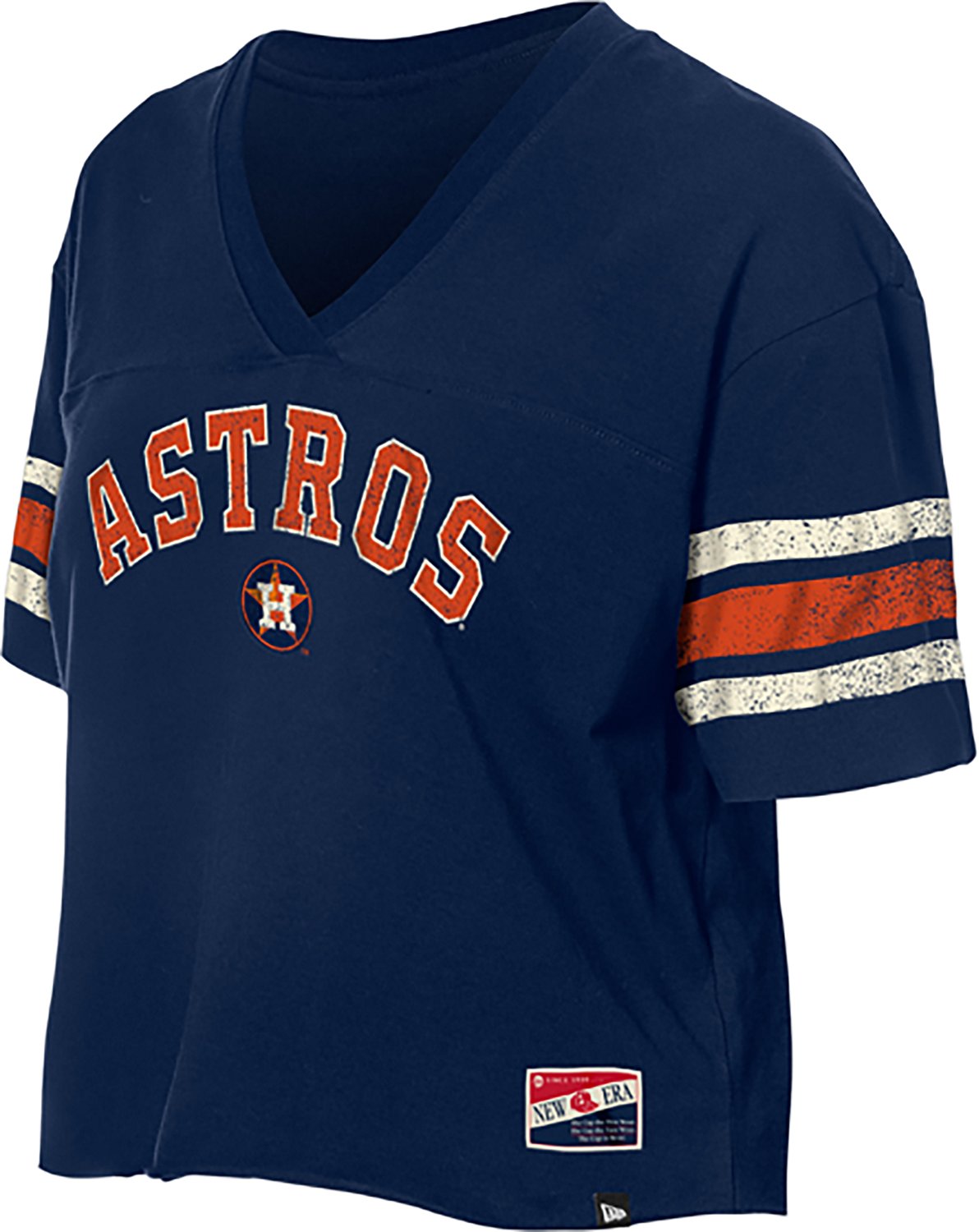 New Era Women's Houston Astros Raw Edge Throwback Cropped Graphic T-shirt - view number 3