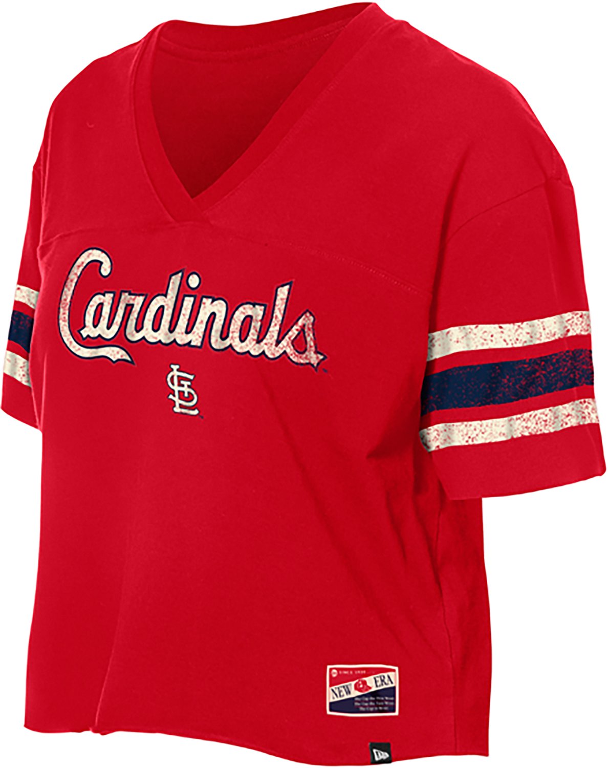 New Era Women's Cardinals Raw Edge Cropped V-neck T-shirt - view number 3