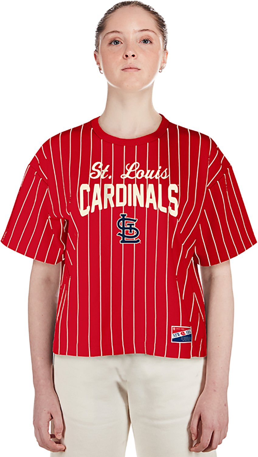 New Era Women's Cardinals Boxy Pinstripe Crew Neck T-shirt - view number 2