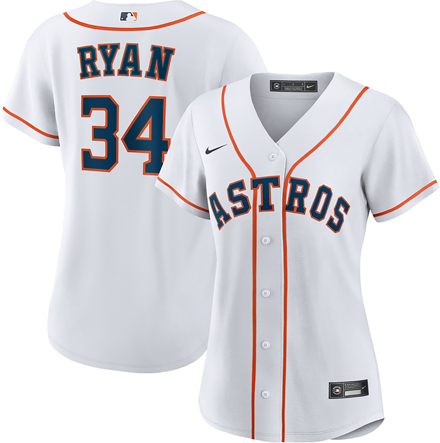 Nike Women's Astros Ryan Home Replica N&N Jersey - view number 3