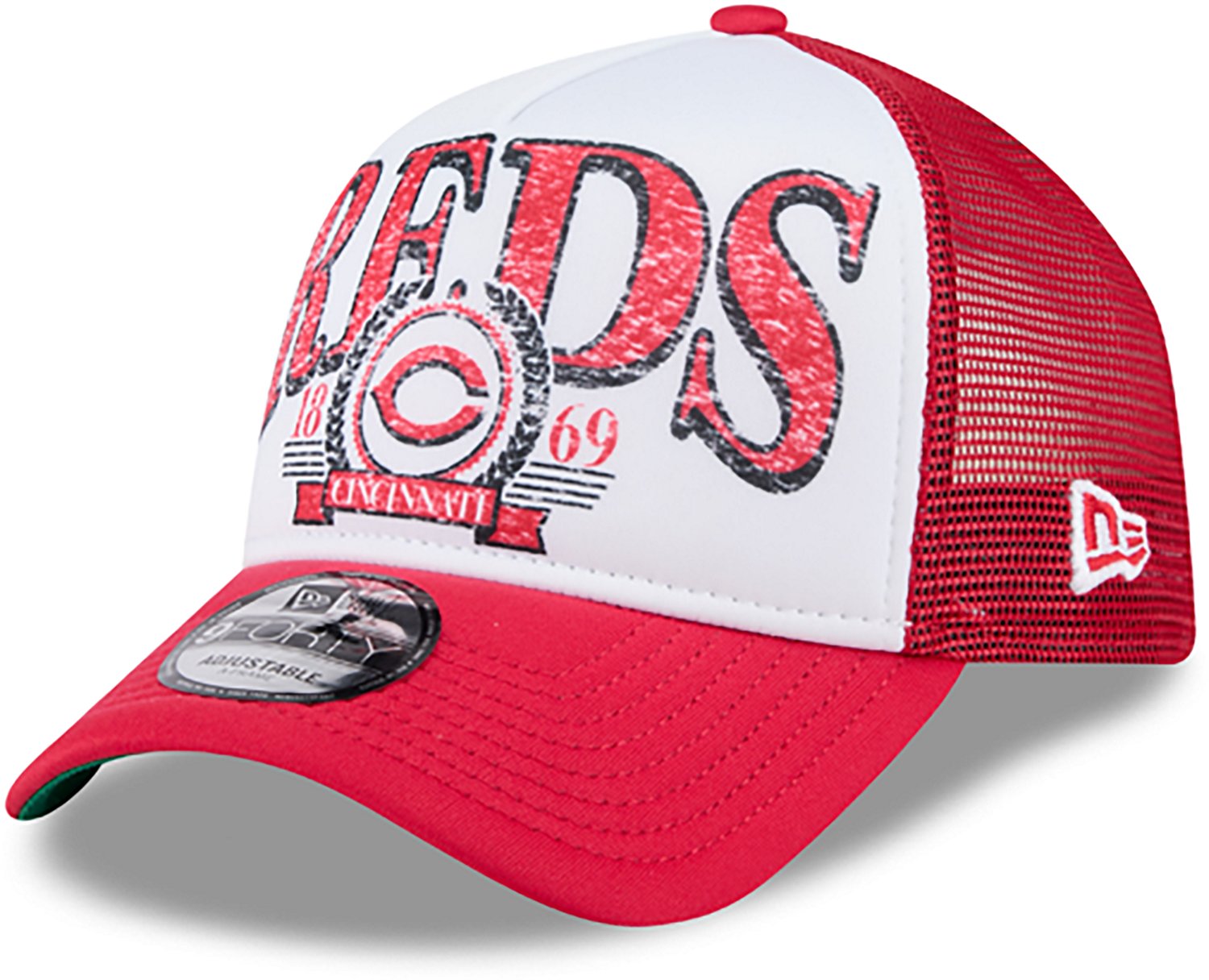 New Era Adults' Cincinnati Reds Distressed 9FORTY A-Frame Trucker Cap                                                            - view number 3