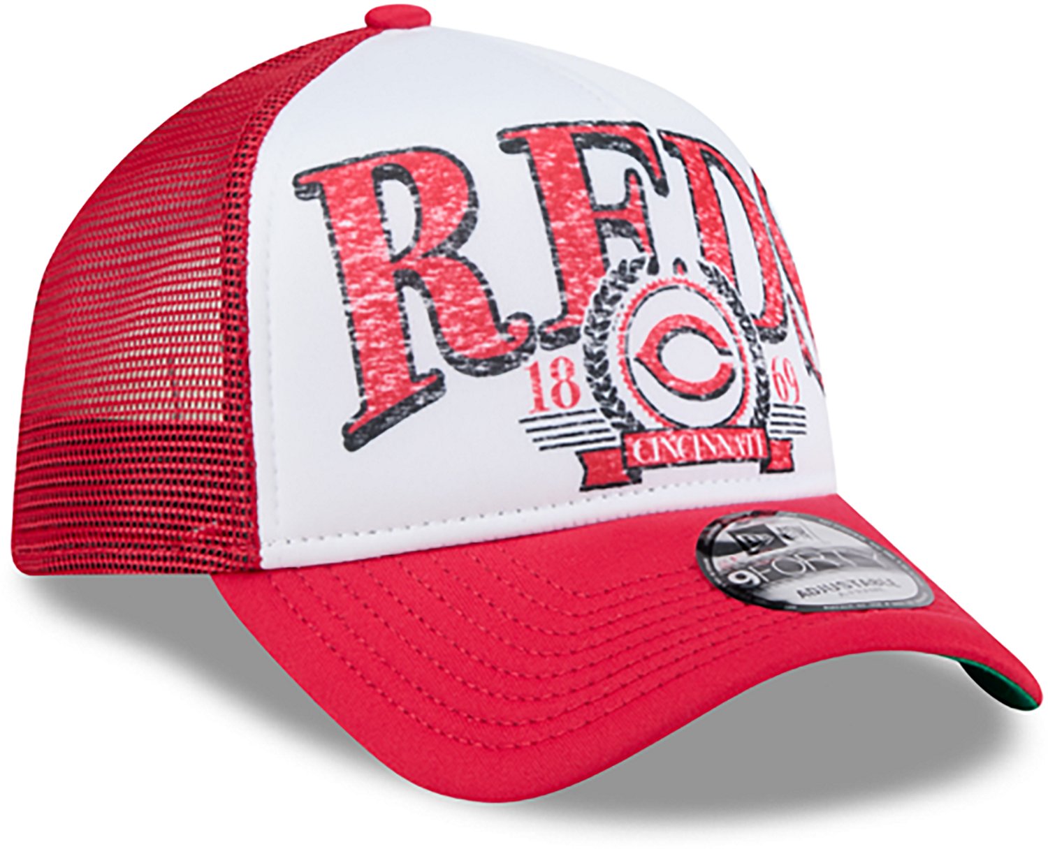 New Era Adults' Cincinnati Reds Distressed 9FORTY A-Frame Trucker Cap                                                            - view number 4