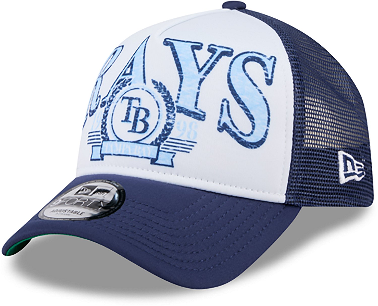 New Era Adults' Tampa Bay Rays Distressed 9FORTY A-Frame Trucker Cap                                                             - view number 3