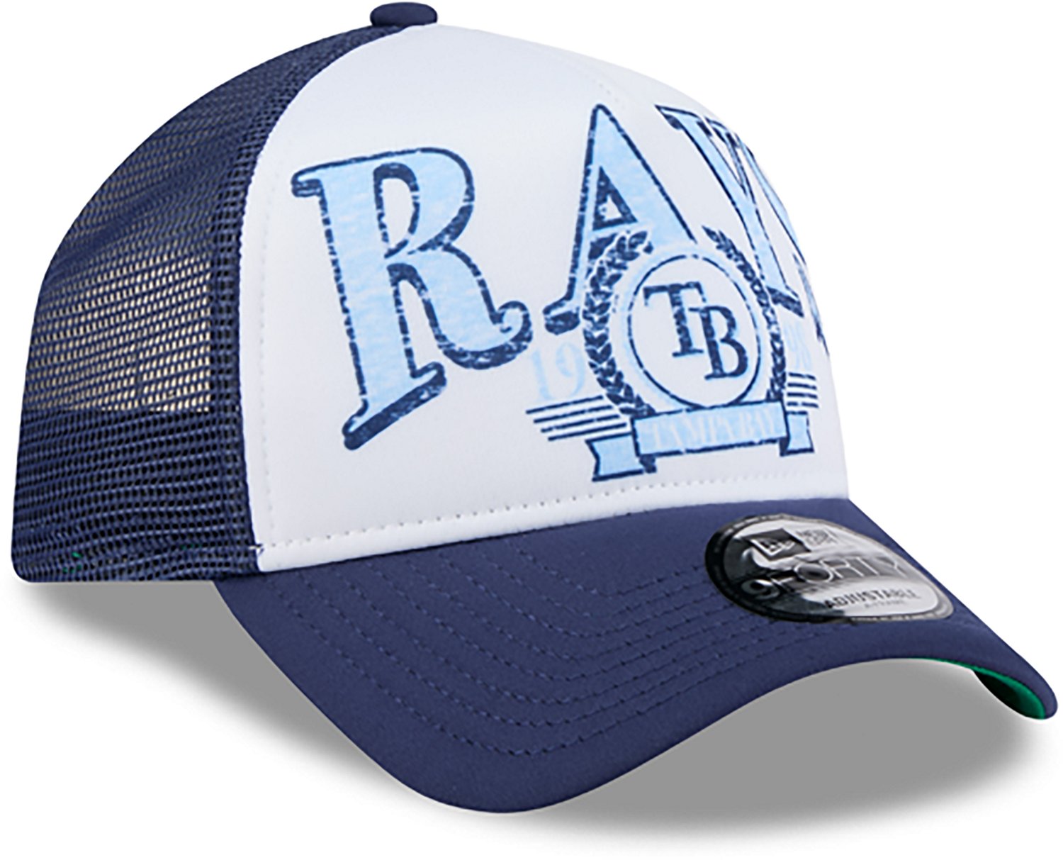 New Era Adults' Tampa Bay Rays Distressed 9FORTY A-Frame Trucker Cap                                                             - view number 4