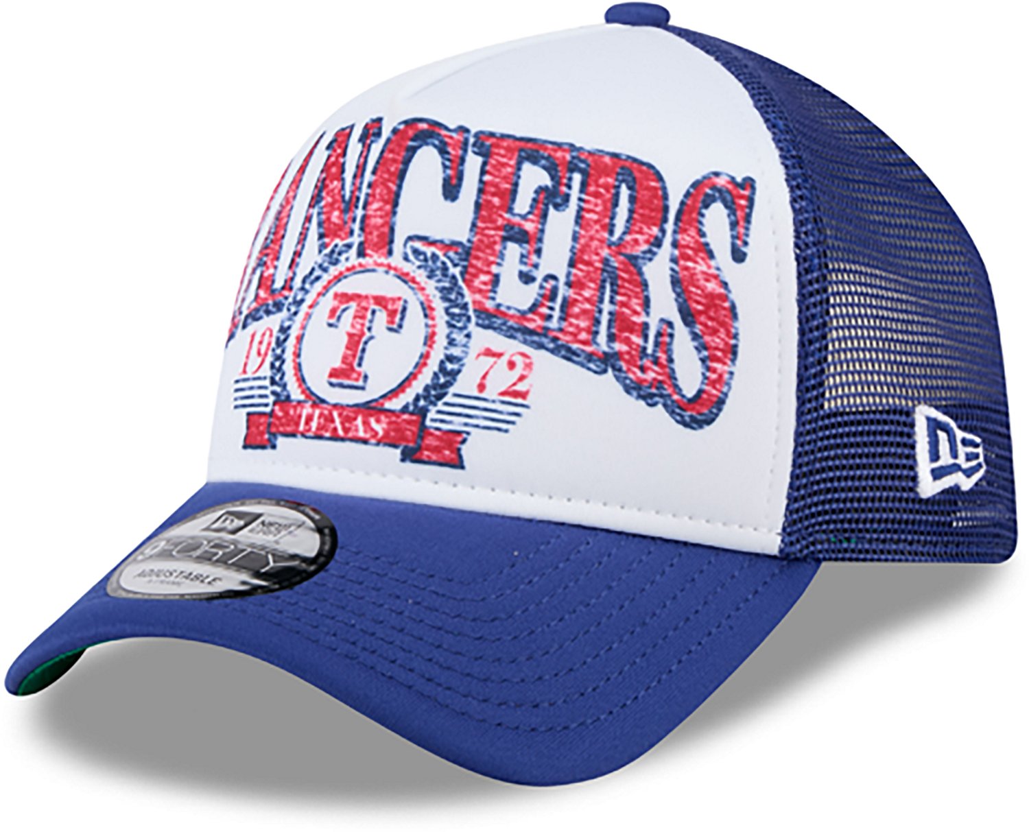 New Era Adults' Texas Rangers Distressed 9FORTY A-Frame Trucker Cap - view number 3