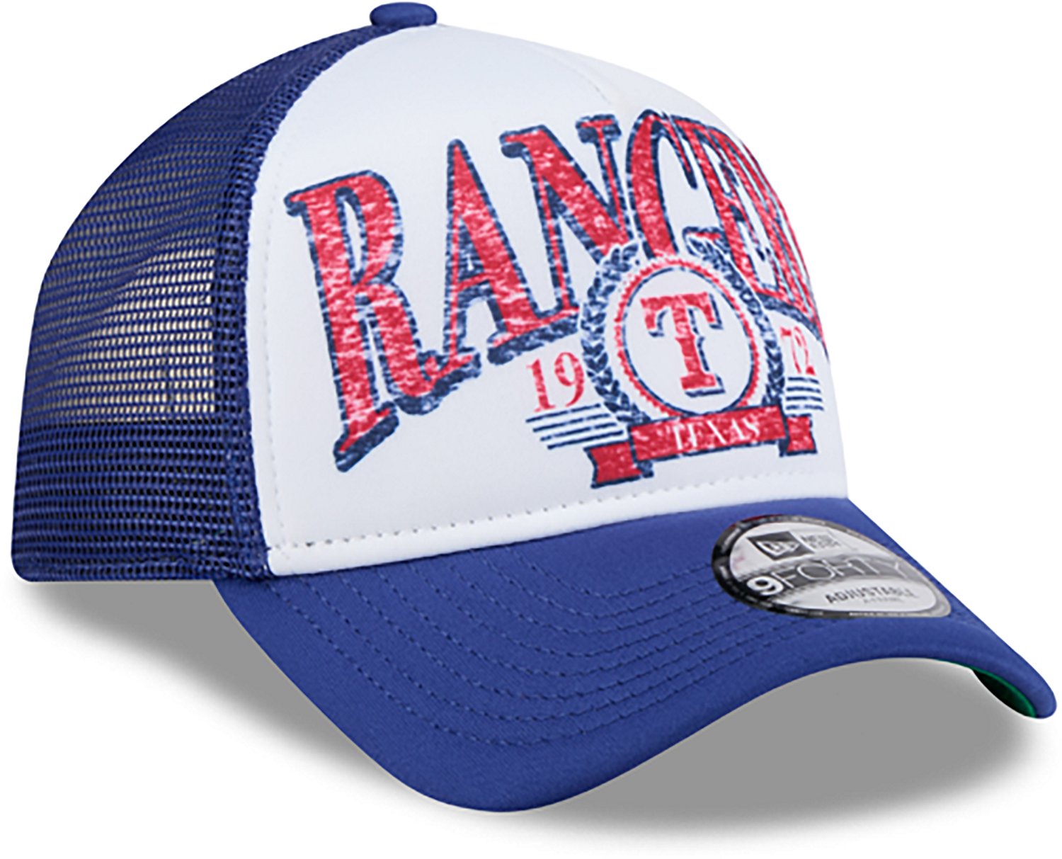 New Era Adults' Texas Rangers Distressed 9FORTY A-Frame Trucker Cap - view number 4
