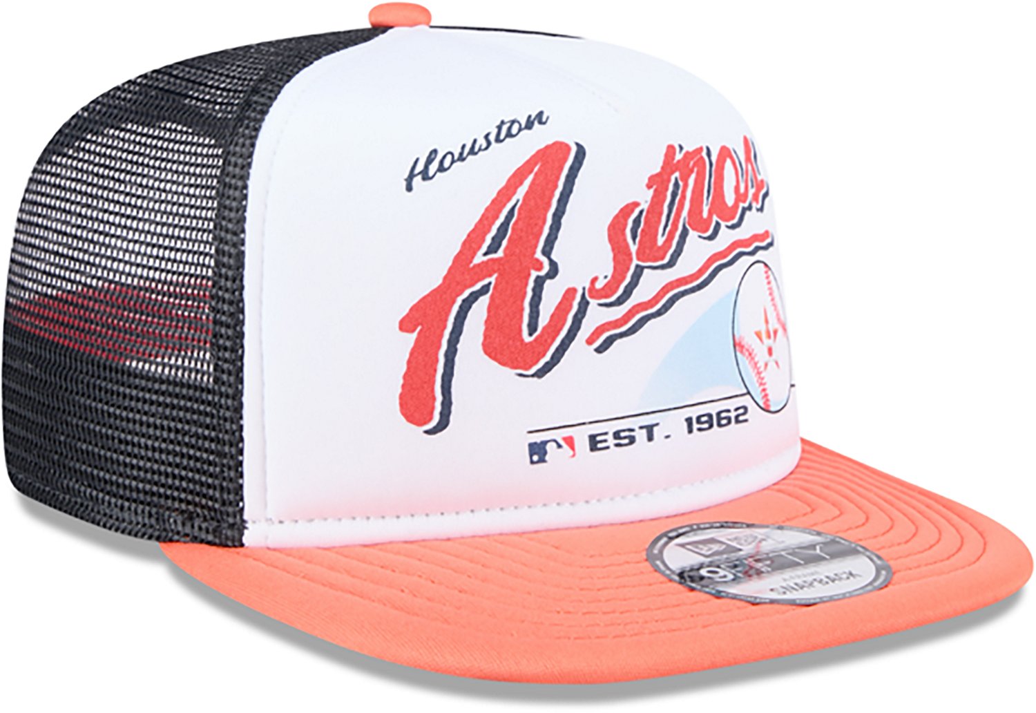 New Era Adults' Houston Astros Retro Script 9FIFTY A-Frame Trucker Cap - view number 4
