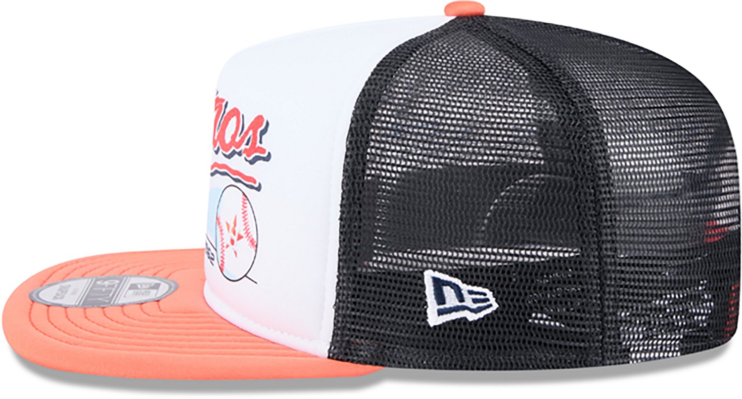 New Era Adults' Houston Astros Retro Script 9FIFTY A-Frame Trucker Cap - view number 5