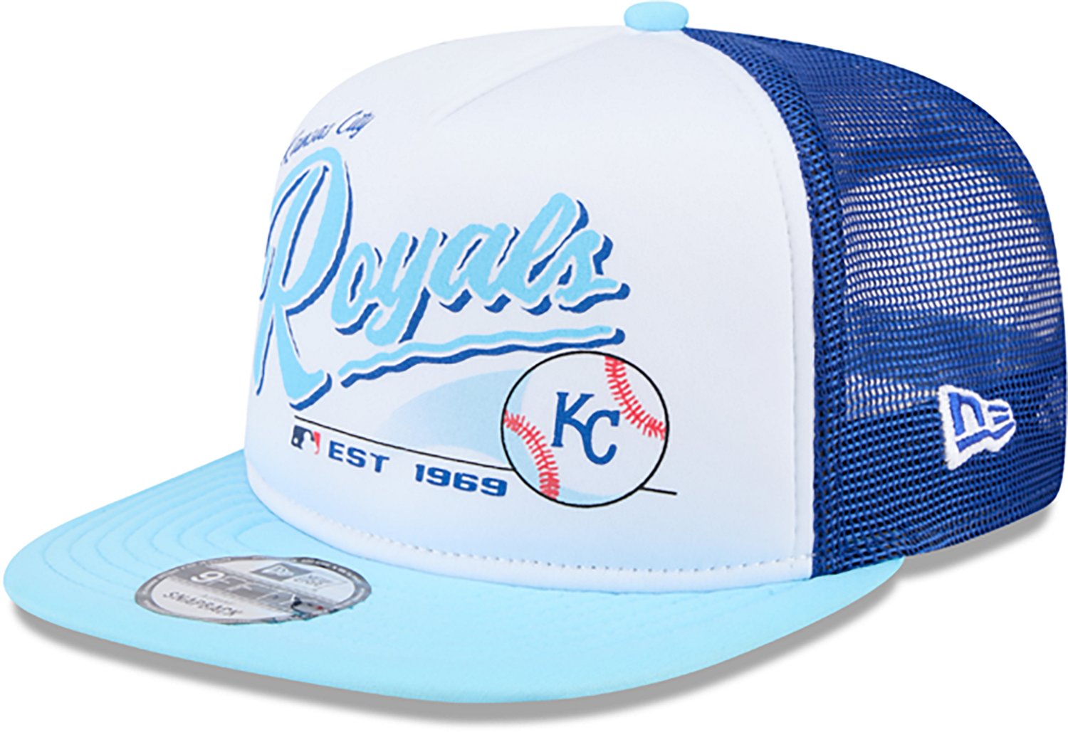 New Era Adults' Kansas City Royals Retro Script 9FIFTY A-Frame Trucker Cap - view number 3