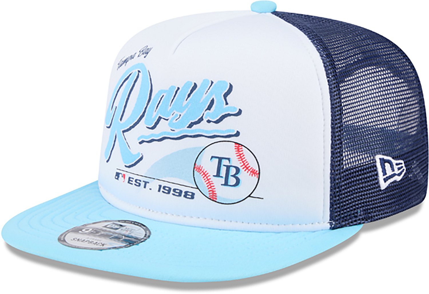 New Era Adults' Tampa Bay Rays Retro Script 9FIFTY A-Frame Trucker Cap - view number 3