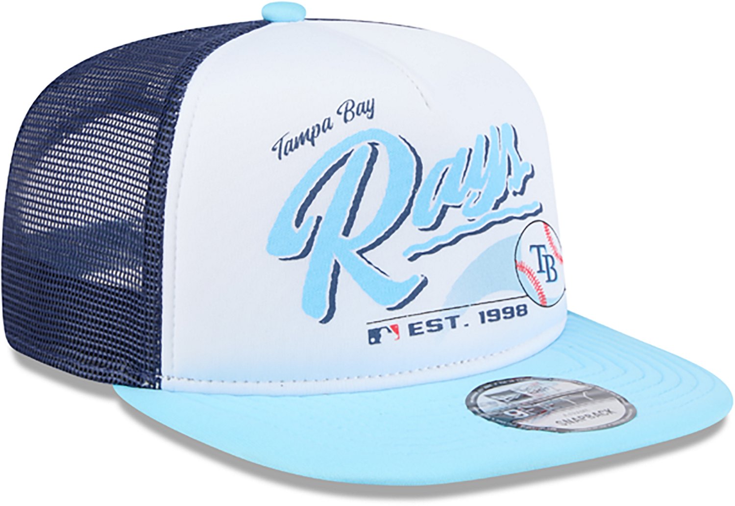 New Era Adults' Tampa Bay Rays Retro Script 9FIFTY A-Frame Trucker Cap - view number 4