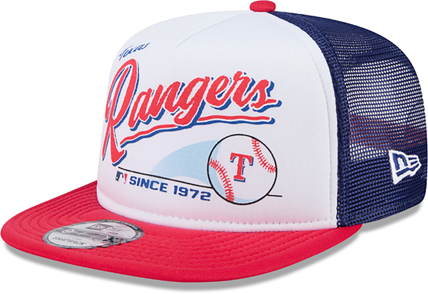 New Era Adults' Texas Rangers Retro Script 9FIFTY A-Frame Trucker Cap - view number 5
