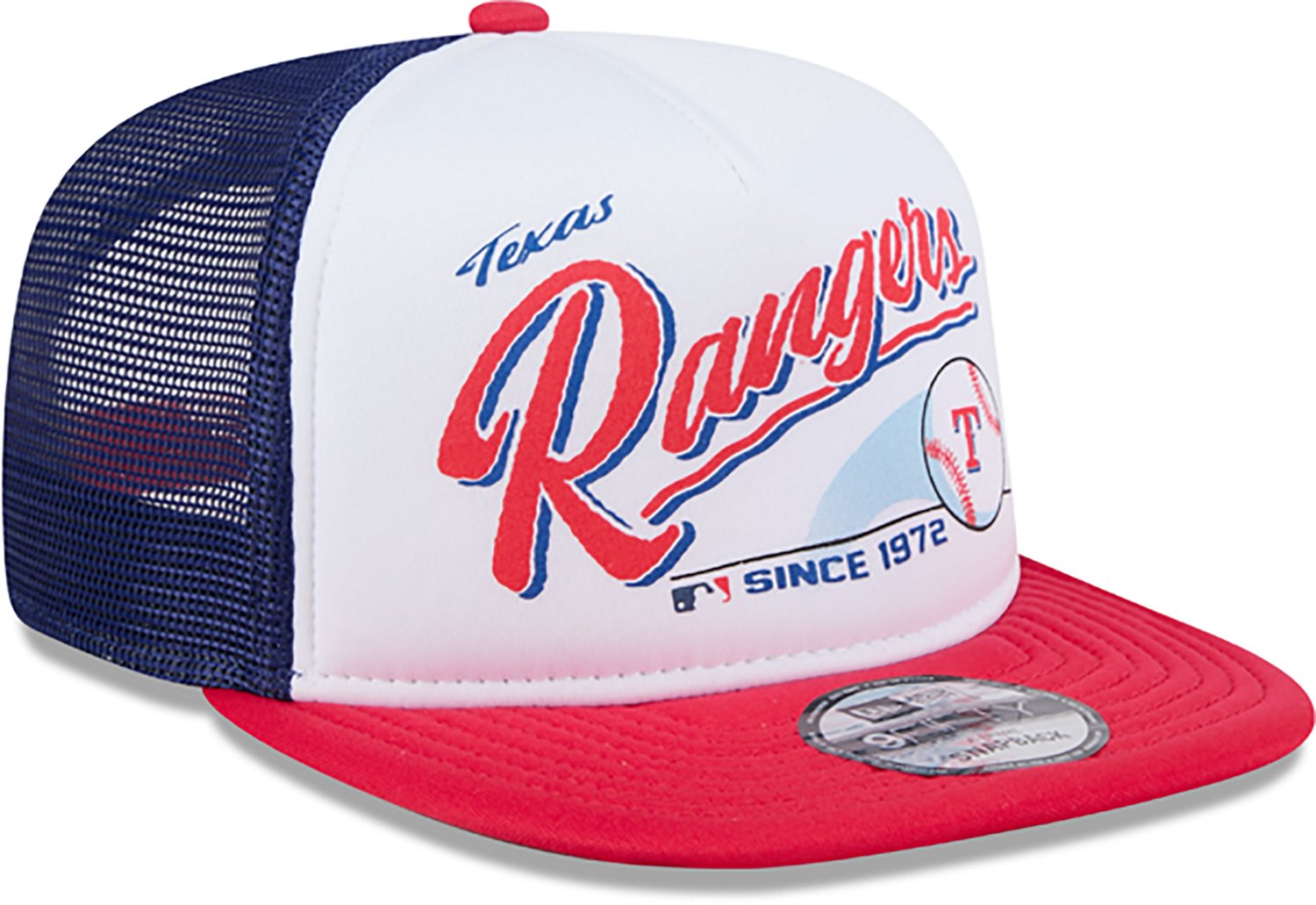 New Era Adults' Texas Rangers Retro Script 9FIFTY A-Frame Trucker Cap - view number 6