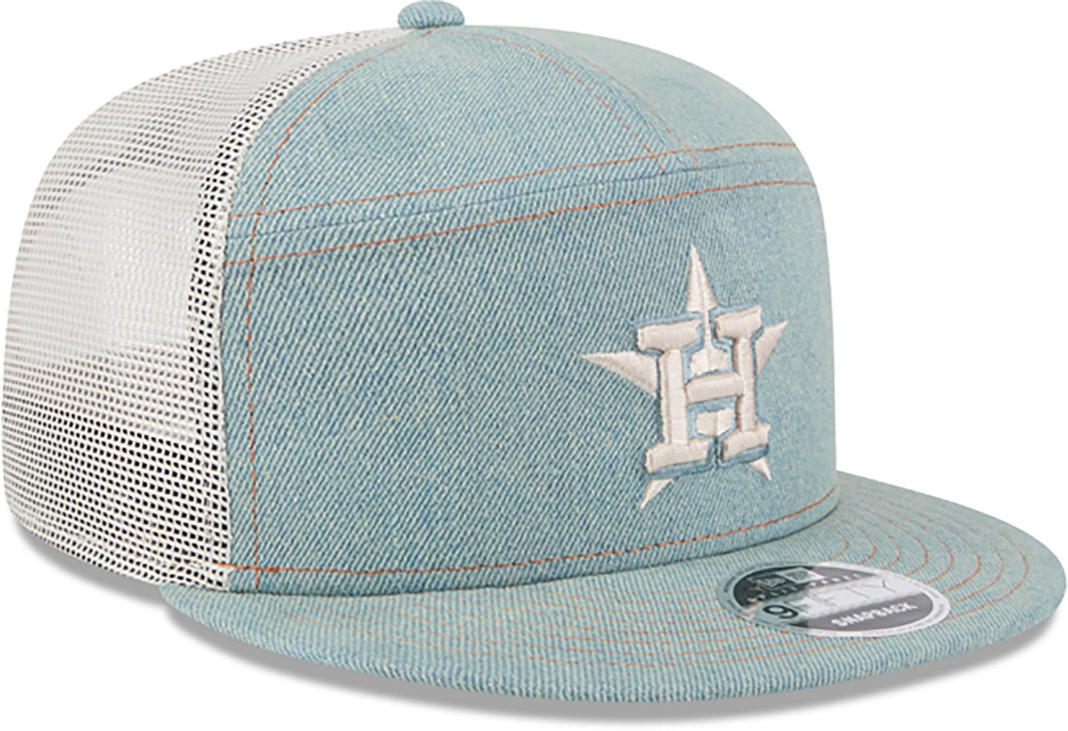 New Era Men's Houston Astros Split Panel Denim 9FIFTY Cap                                                                        - view number 4