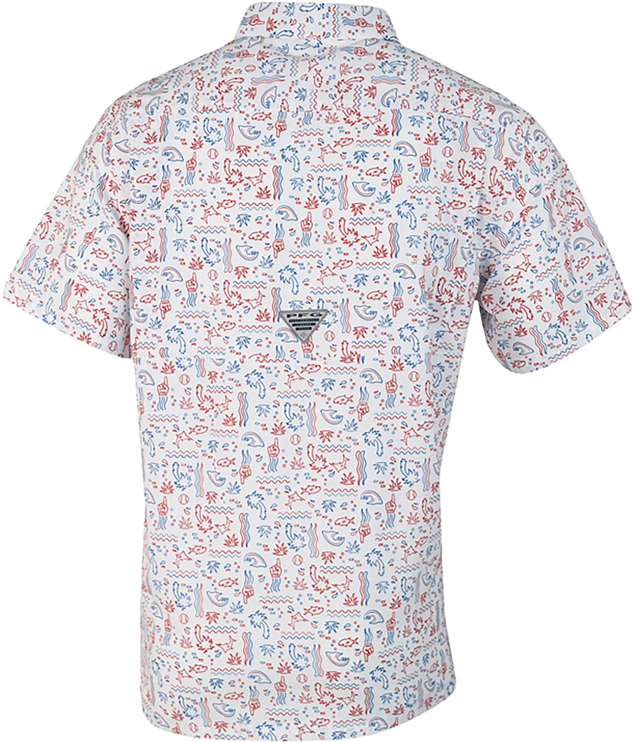Columbia Sportswear Men's Texas Rangers Fish Fan Print Super Slack Tide Short Sleeve Shirt - view number 2