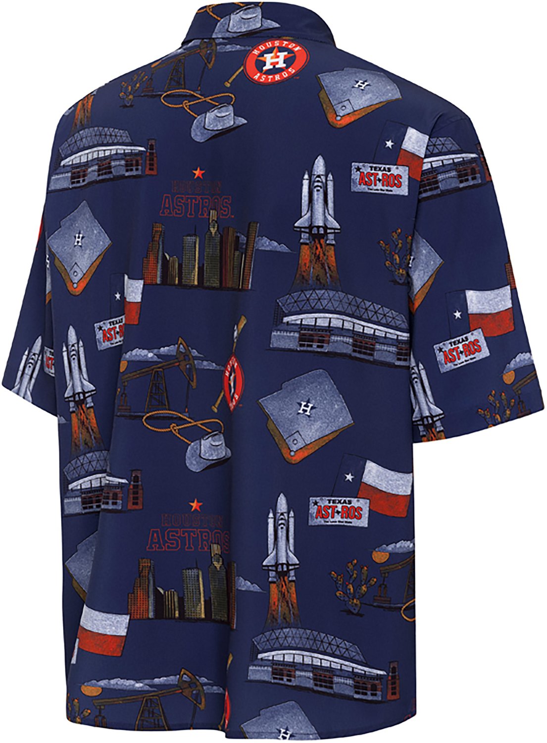 Antigua Men's Houston Astros Landmark Woven Short Sleeve Fishing Shirt - view number 4