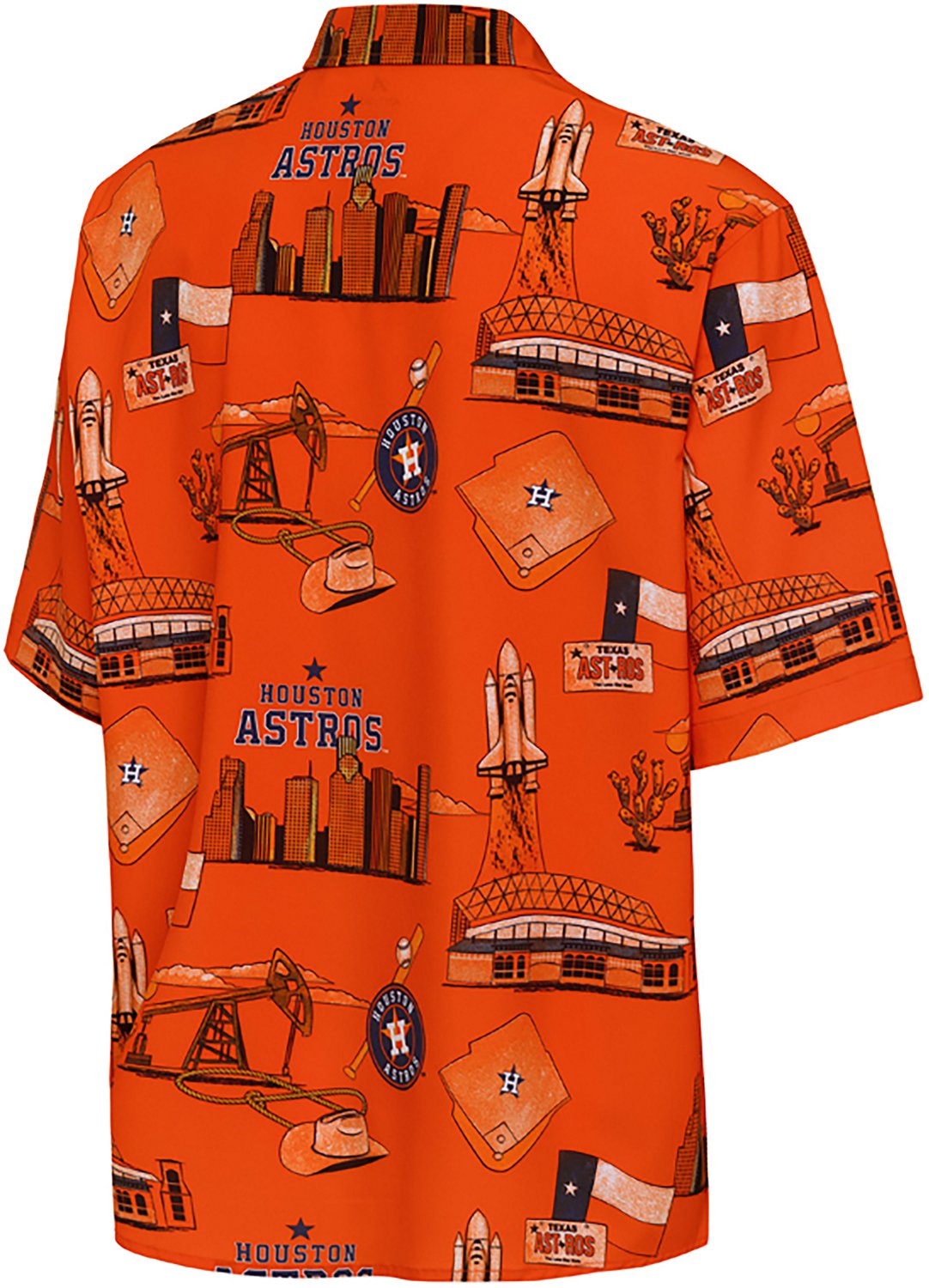 Antigua Men's Houston Astros Landmark Woven Short Sleeve Fishing Shirt - view number 2