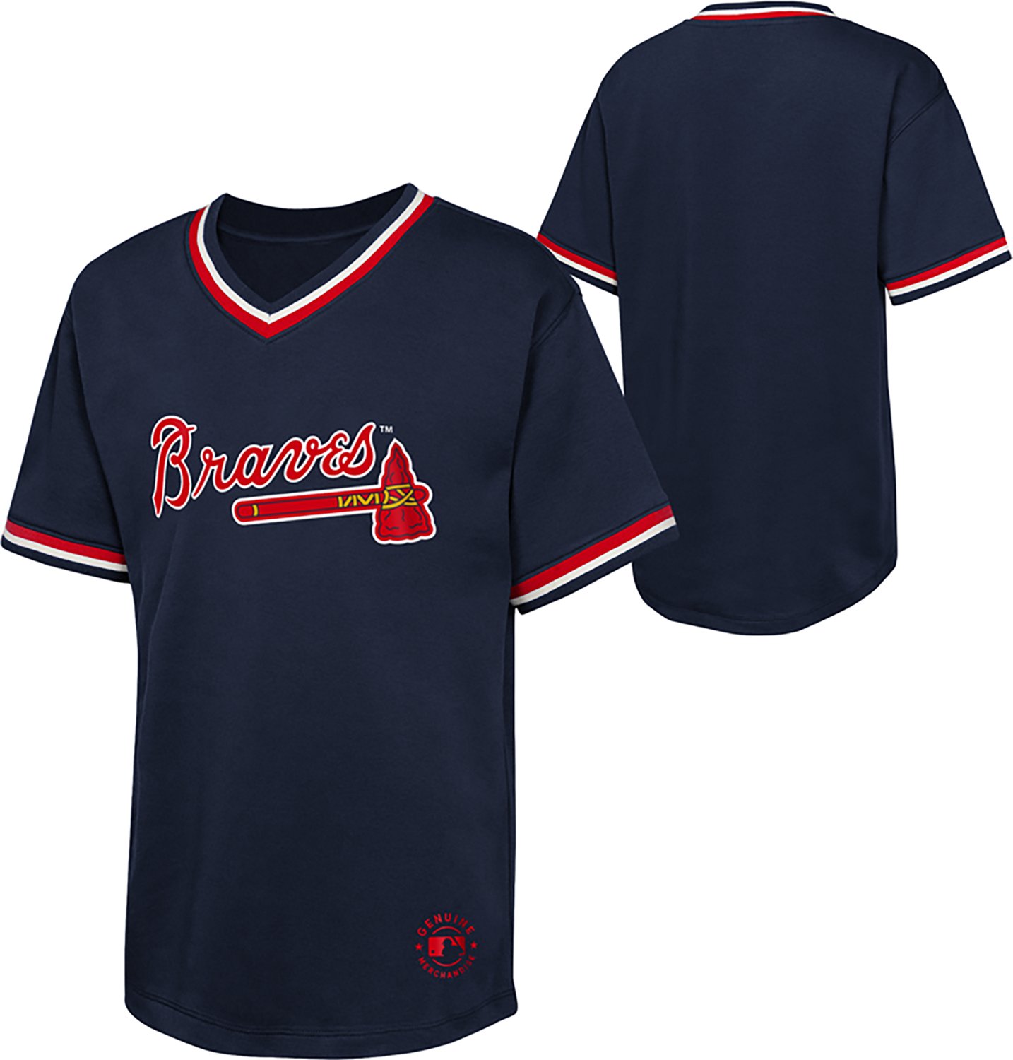 Outerstuff Boys' 4-7 Braves Relief Pitcher Colorblock V-neck T-shirt - view number 3