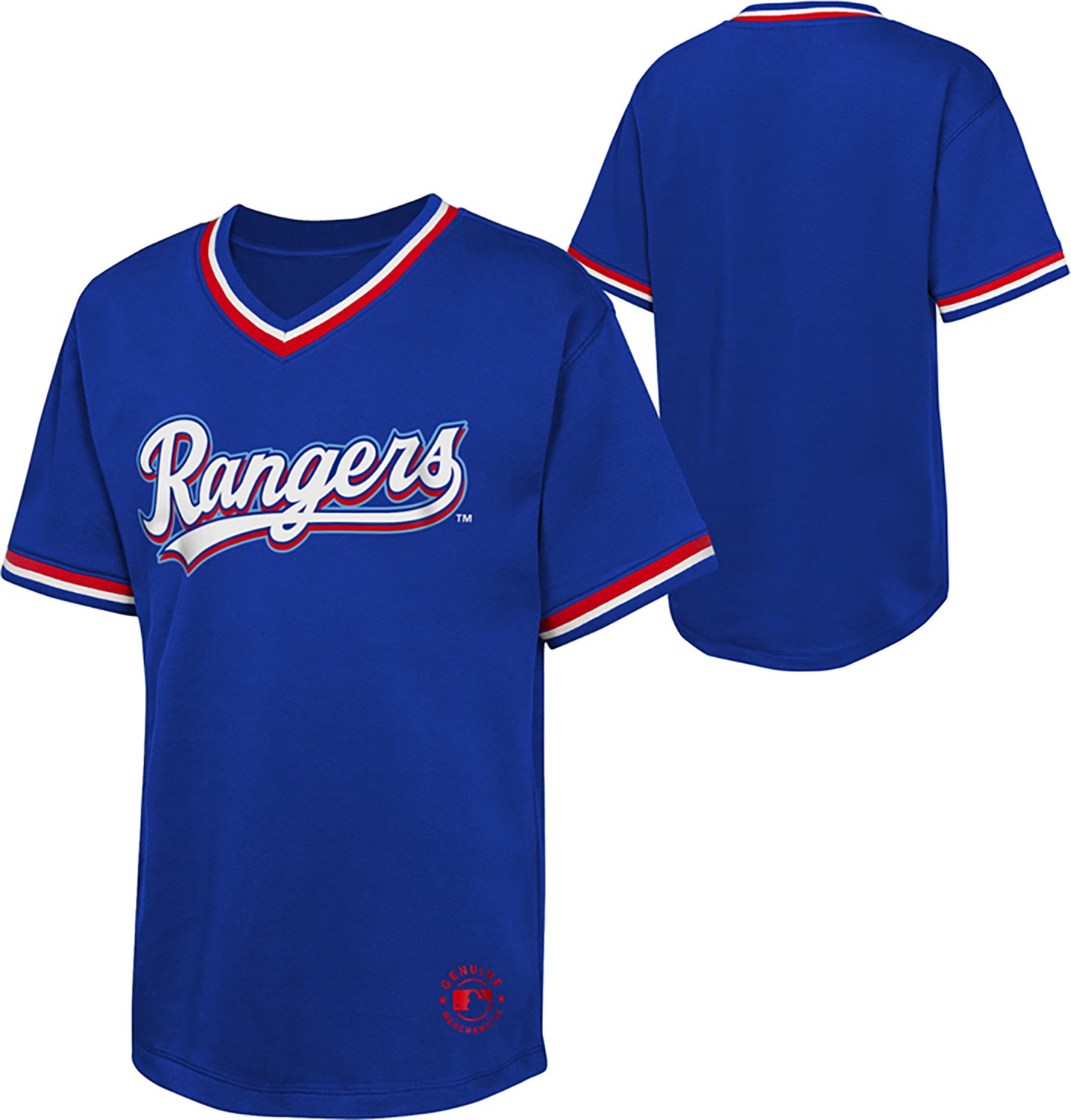 Outerstuff Boys' 4-7 Rangers Relief Pitcher Colorblock V-neck T-shirt - view number 3