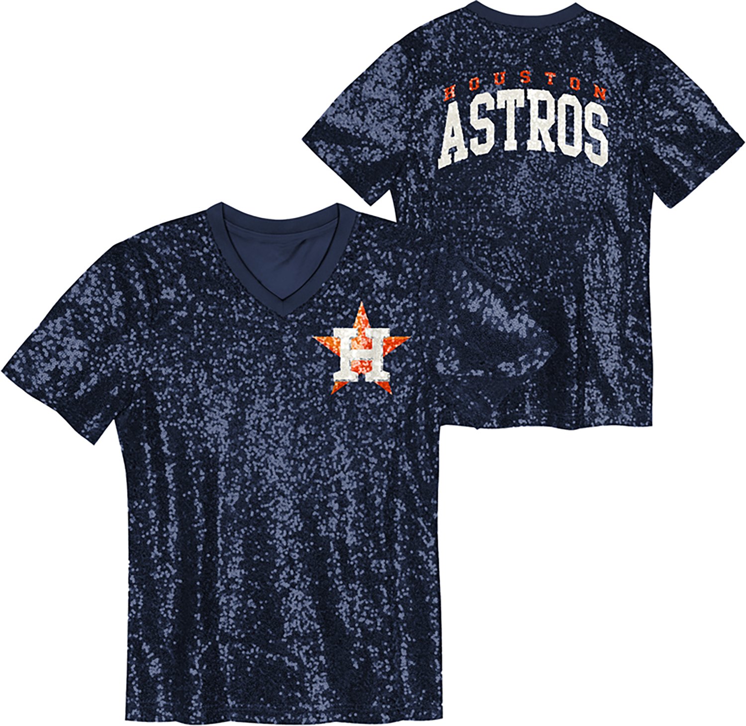 Outerstuff Girls' Astros Wordmark Sequin Short Sleeve Top - view number 3