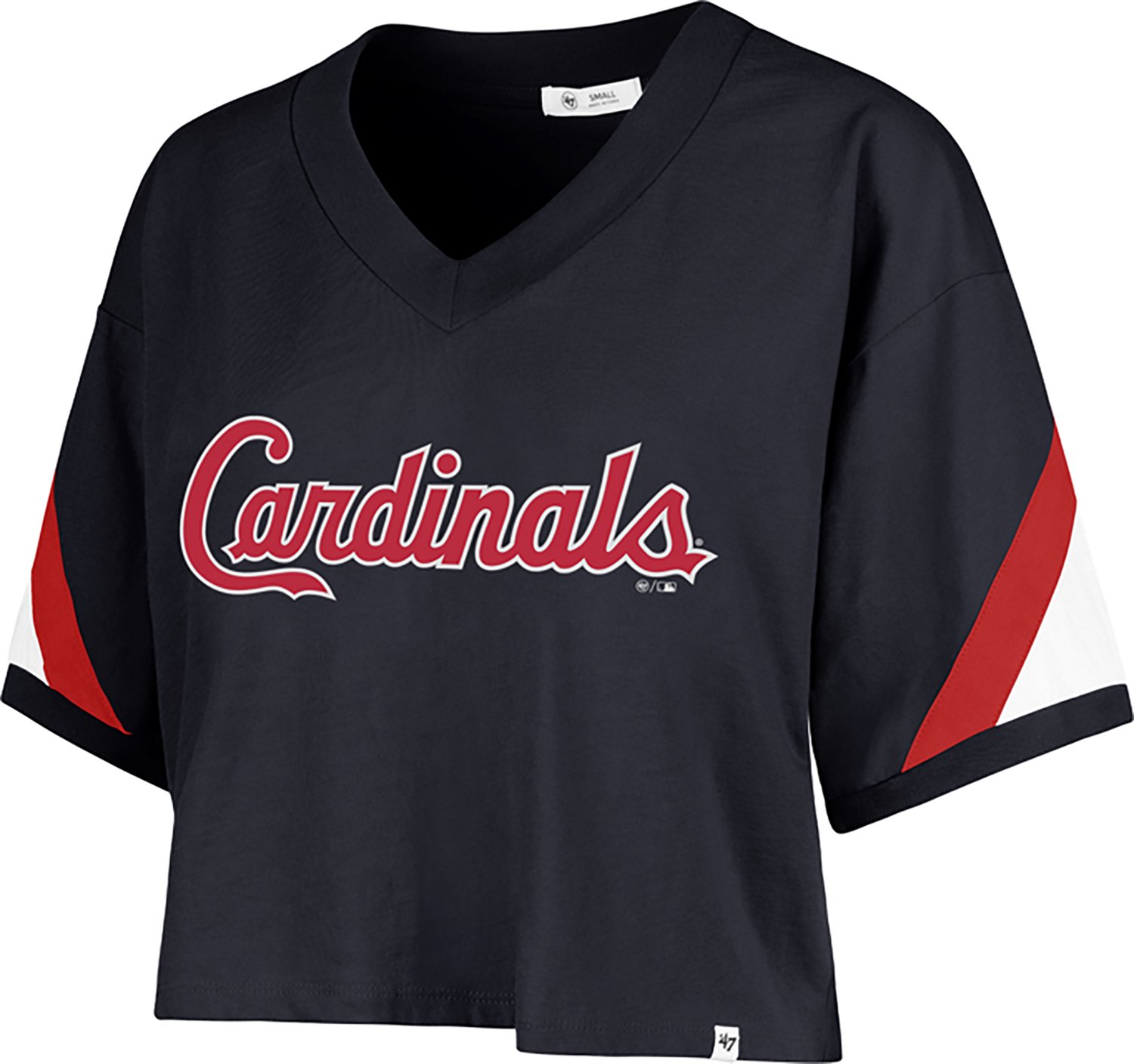 '47 Women's St. Louis Cardinals Geo Cropped Short Sleeve V-Neck T-shirt