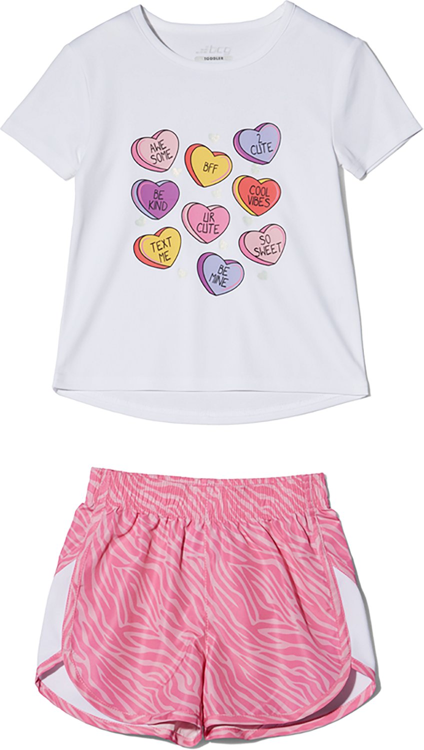 BCG Girls' 4-7 Zebra Heart Short Sleeve T-shirt Set                                                                              - view number 2