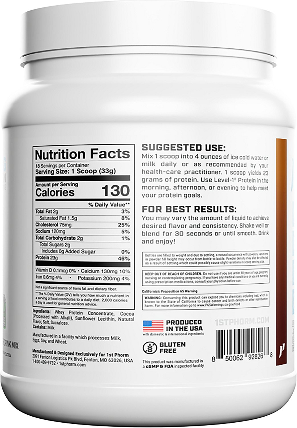 1st Phorm Level-1 Chocolate 1 lb. Protein Powder - view number 2
