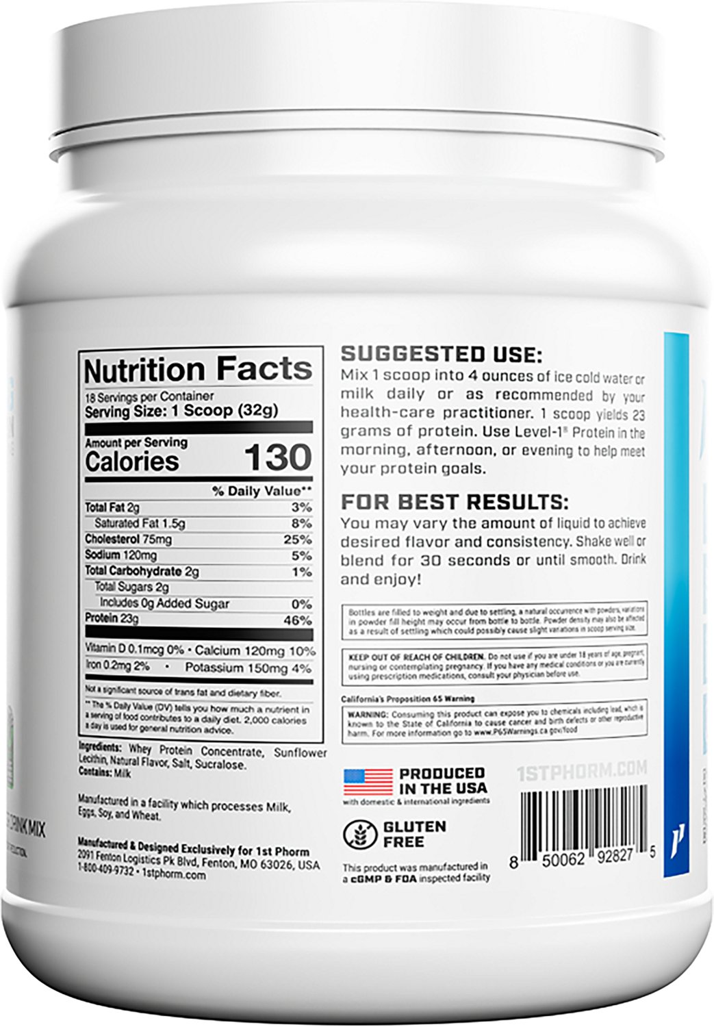 1st Phorm Level-1 Chocolate 1 lb. Protein Powder - view number 2