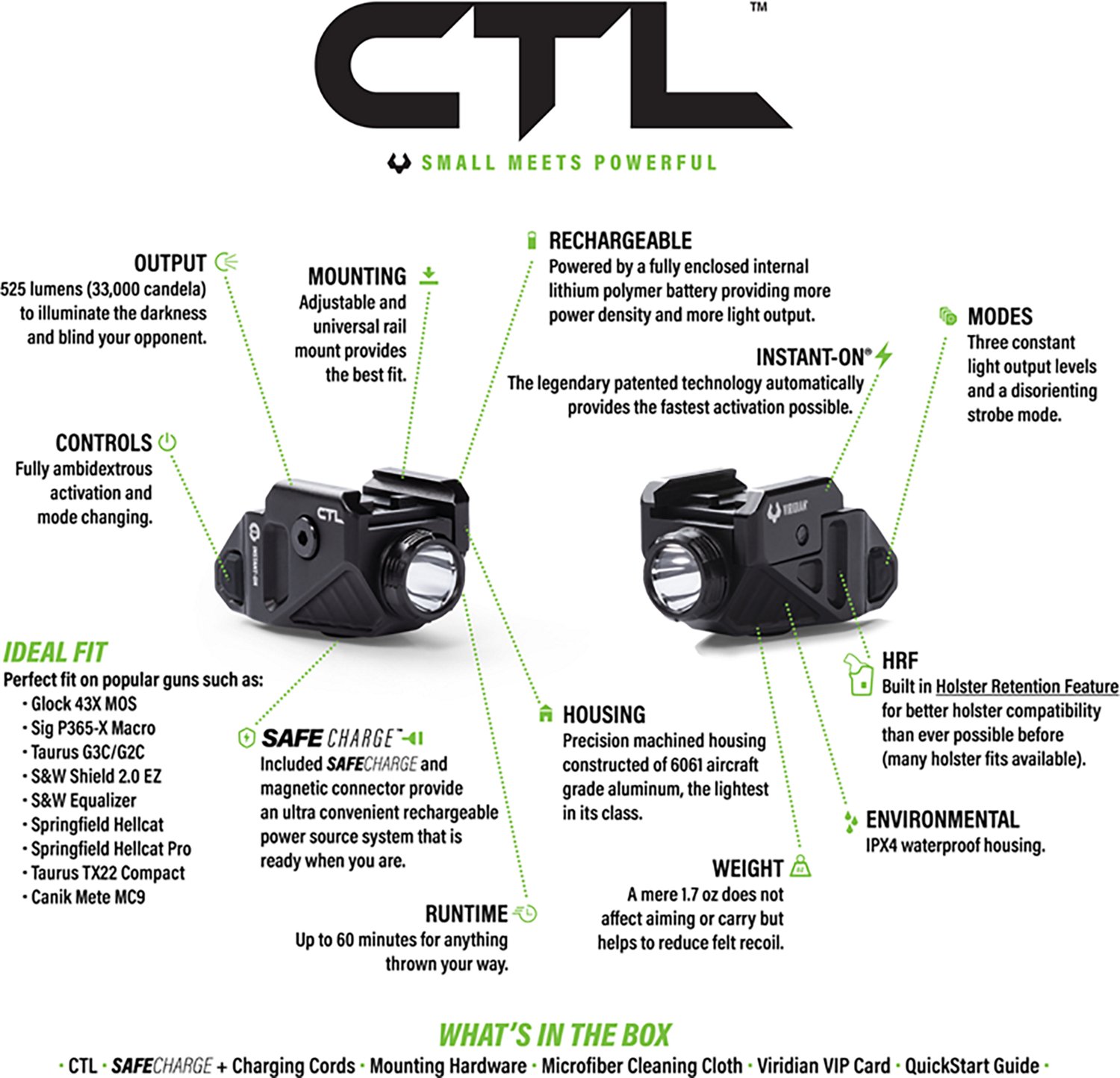 Virdian CTL Universal 525 lm Light with Rechargeable Battery, INSTANT-ON, and SafeCharge Power Bank - view number 6
