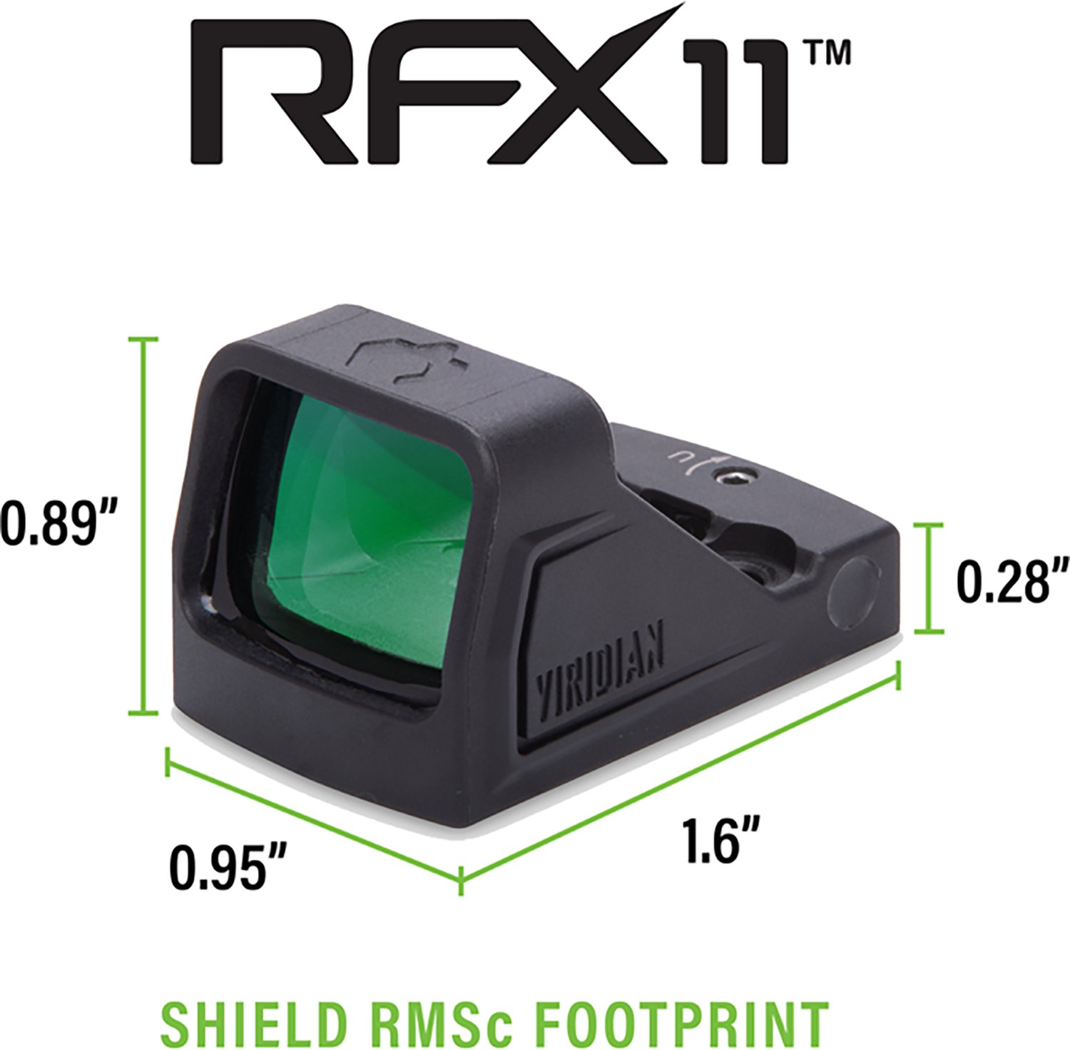 Viridian RFX11 1 x 16 mm Micro Green Dot Reflex Sight with SHIELD RMSc Footprint - view number 6