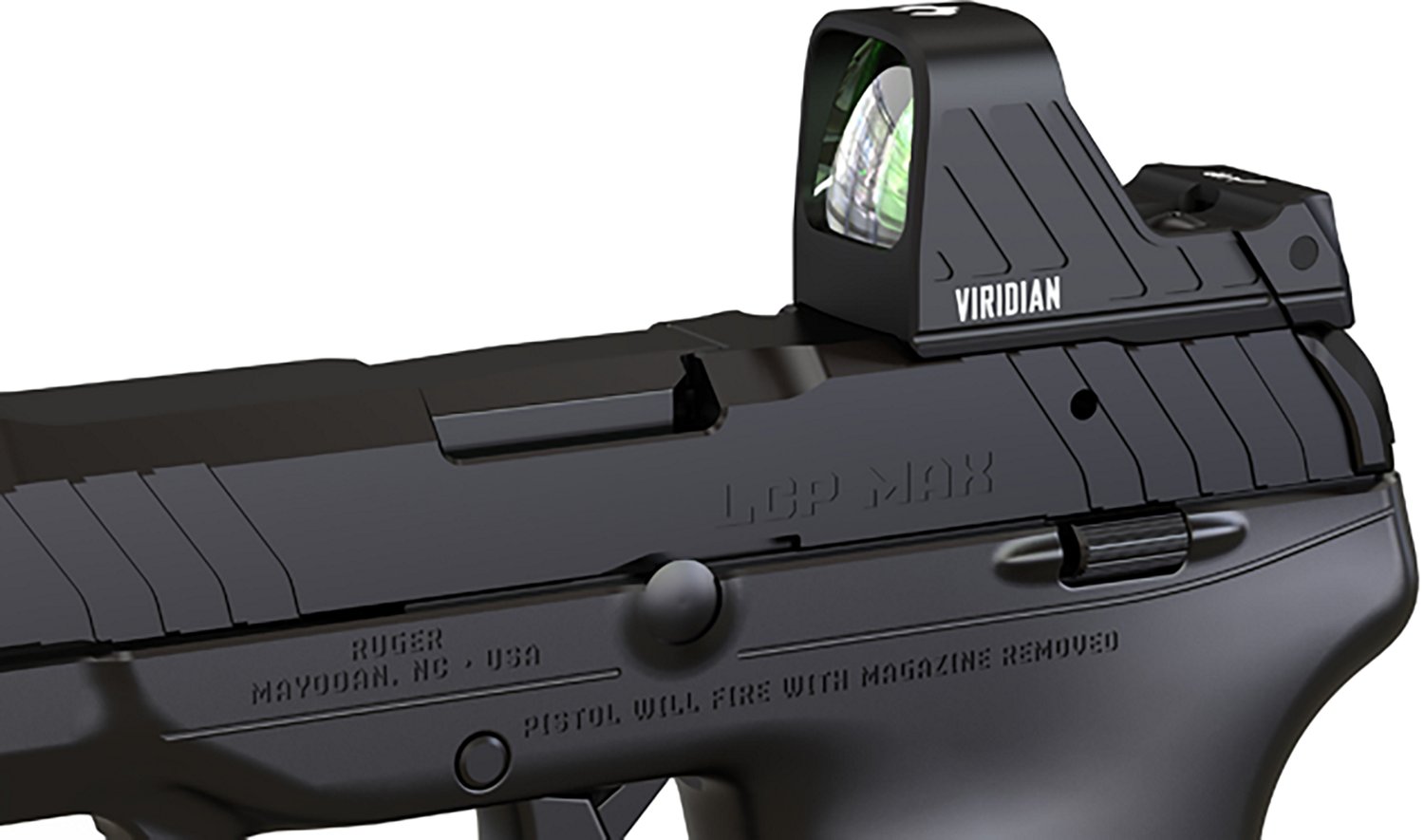 Viridian Custom 1x16 RFX for Ruger LCP Max, Micro Green Dot Rear Sight Mount featuring INSTANT-ON - view number 3