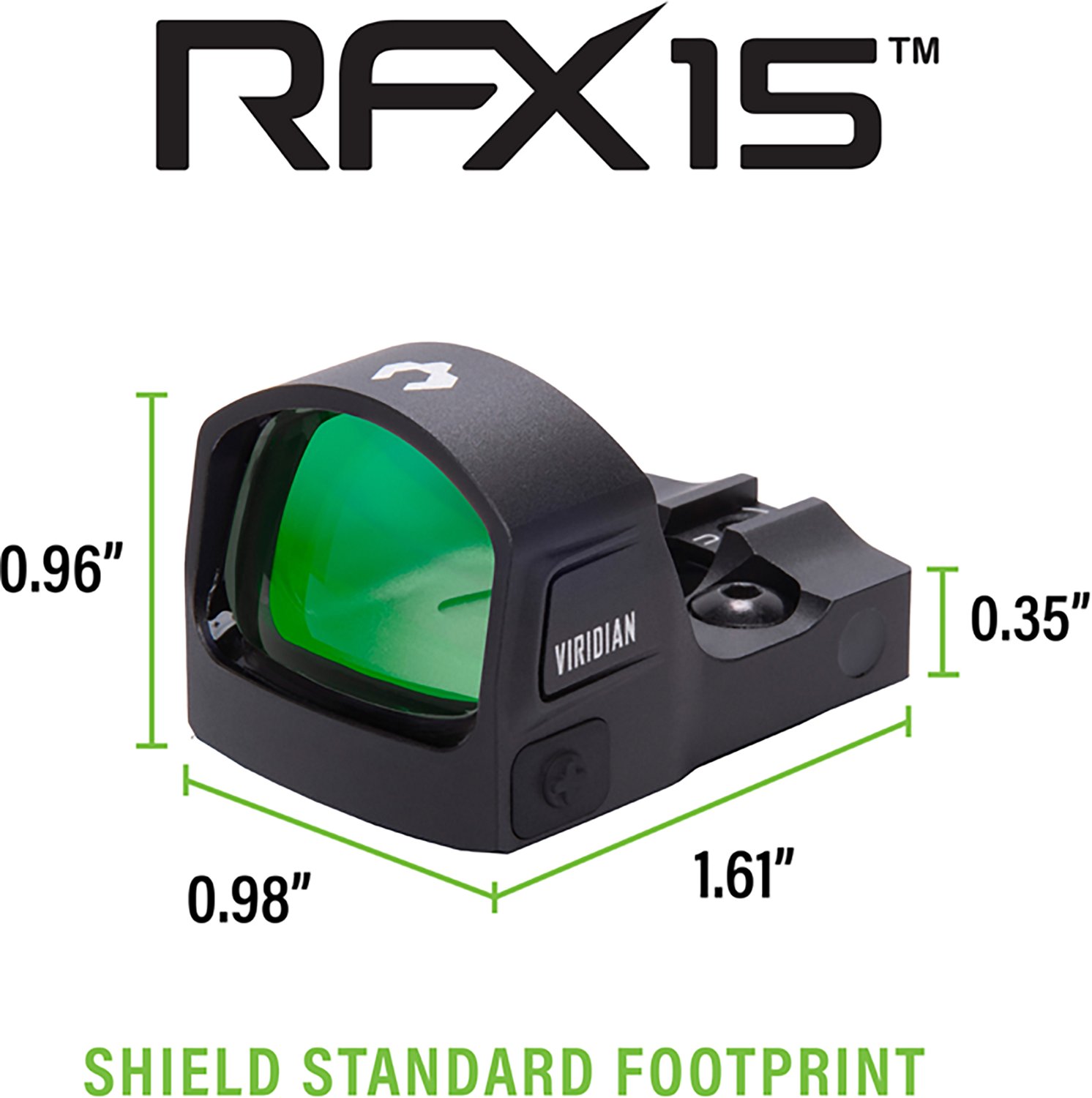 Viridian RFX15 1 x 17 mm Micro Green Dot Reflex Sight with SHIELD Footprint - view number 7